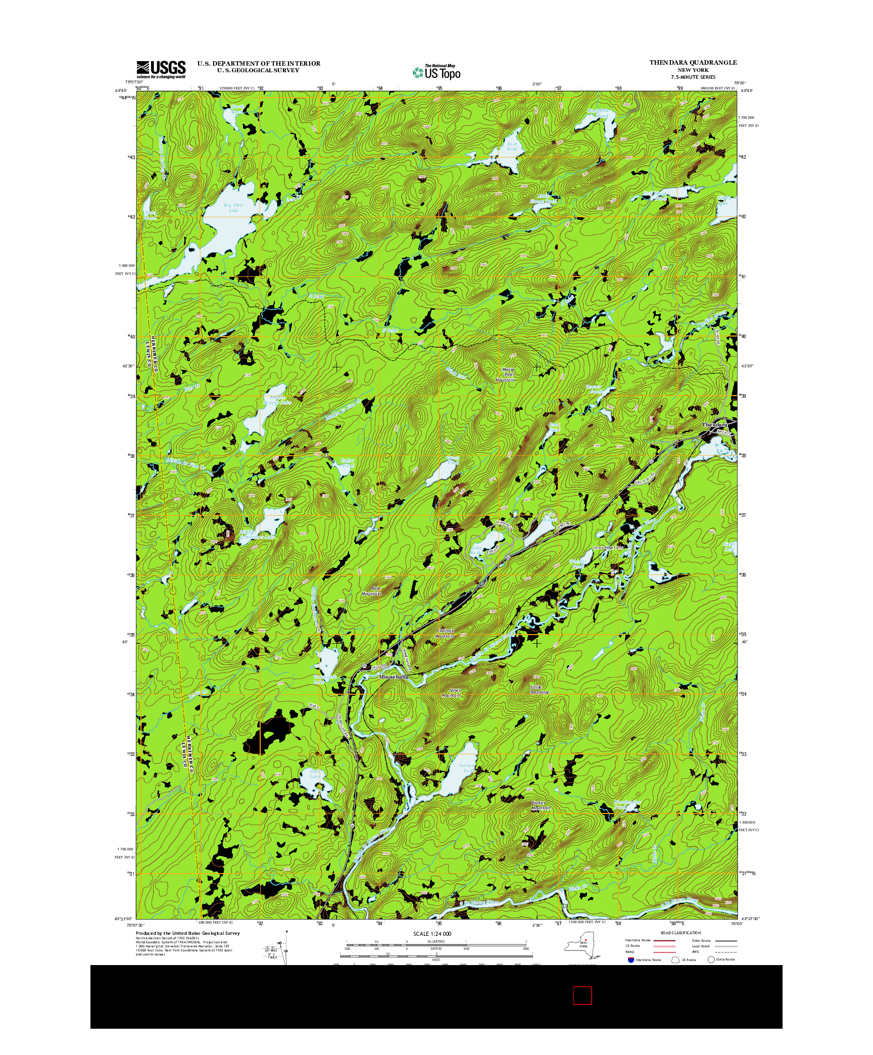 USGS US TOPO 7.5-MINUTE MAP FOR THENDARA, NY 2013