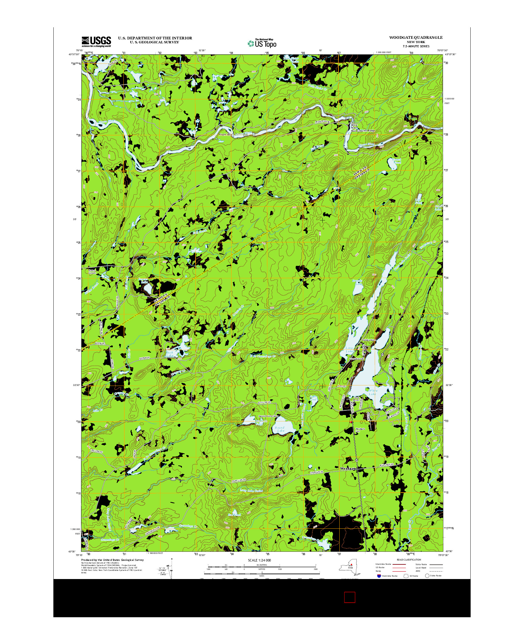 USGS US TOPO 7.5-MINUTE MAP FOR WOODGATE, NY 2013
