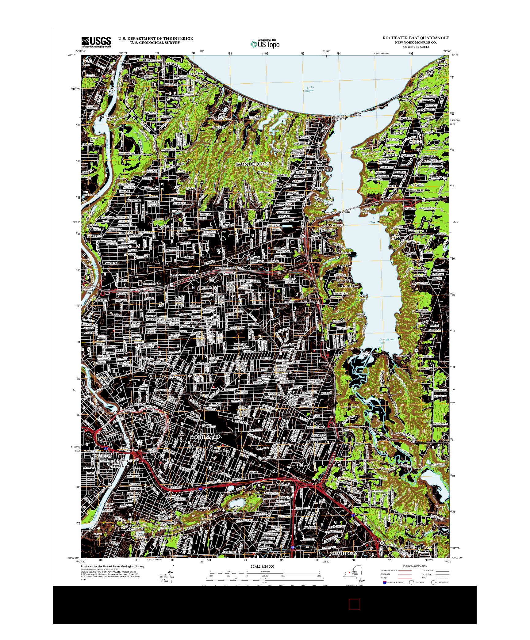 USGS US TOPO 7.5-MINUTE MAP FOR ROCHESTER EAST, NY 2013
