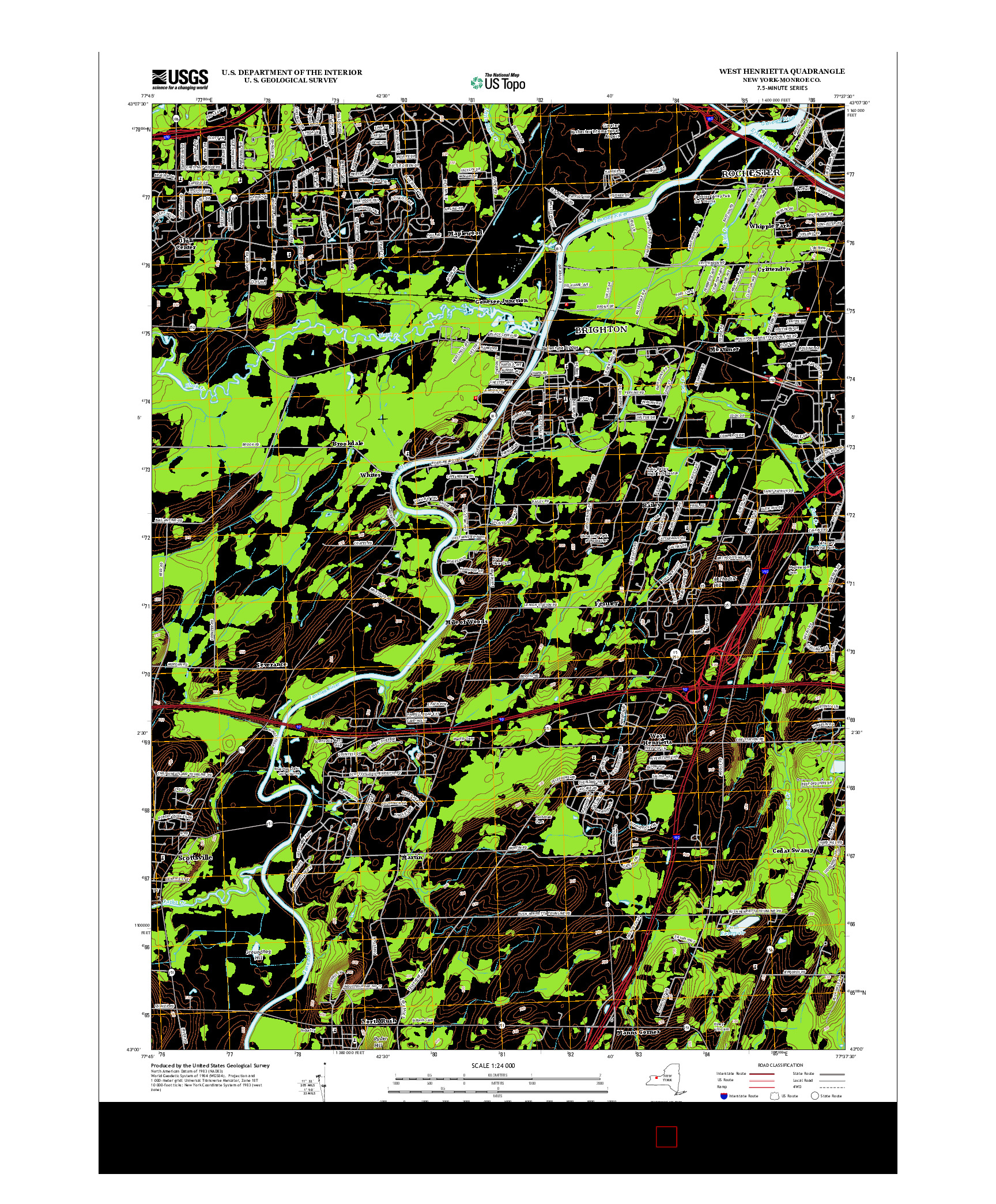 USGS US TOPO 7.5-MINUTE MAP FOR WEST HENRIETTA, NY 2013