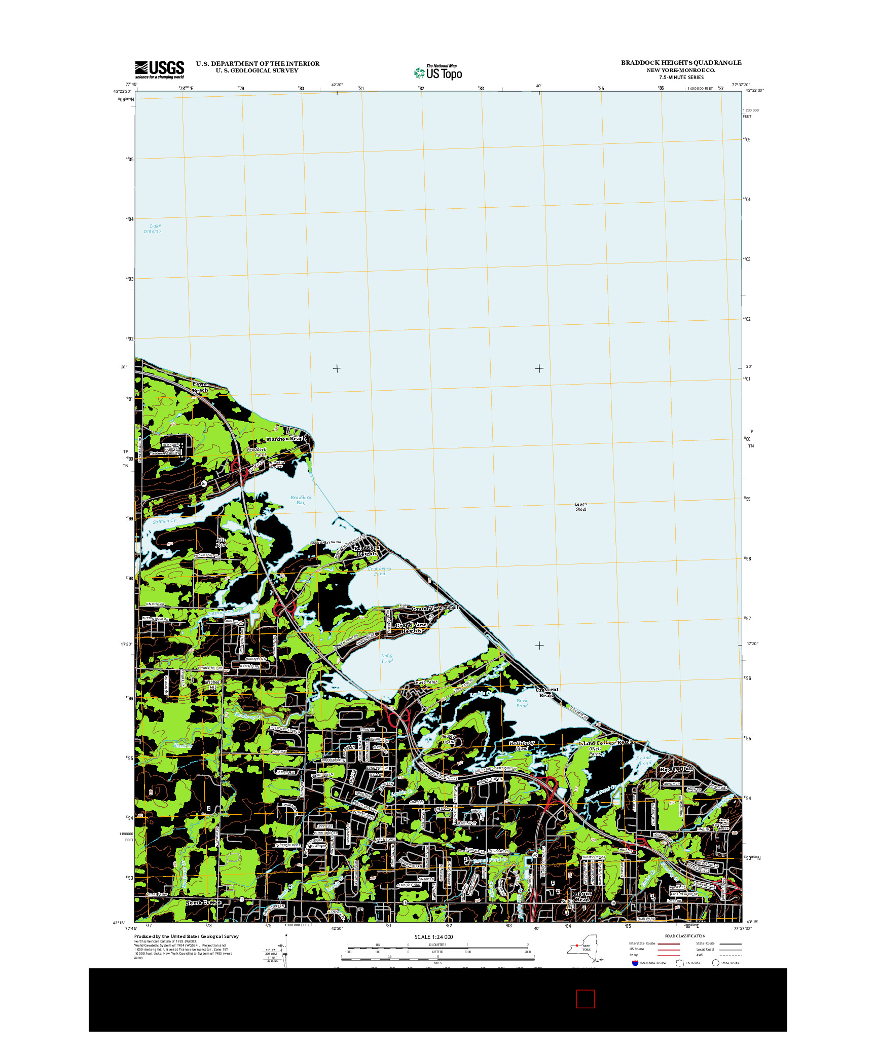 USGS US TOPO 7.5-MINUTE MAP FOR BRADDOCK HEIGHTS, NY 2013