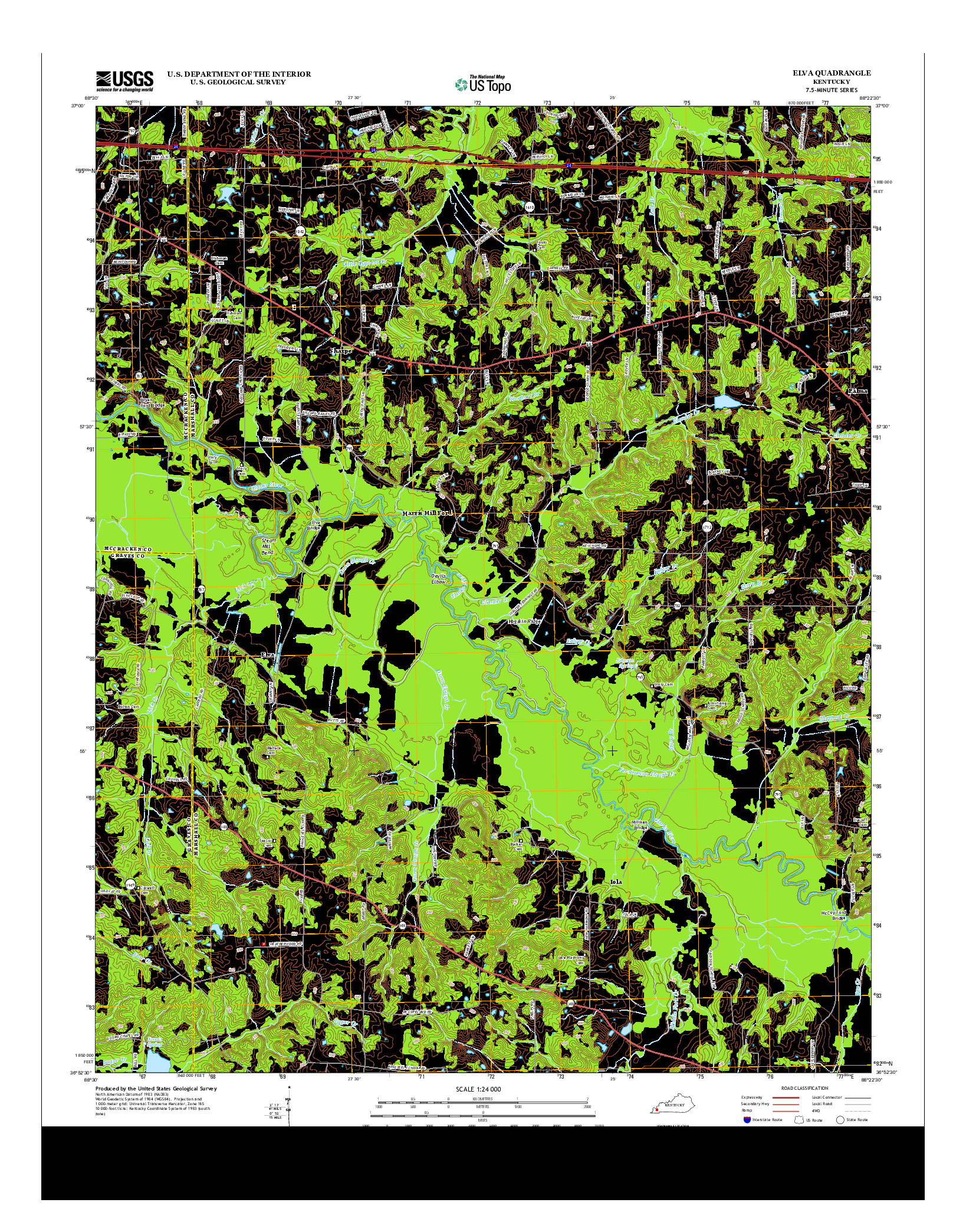 USGS US TOPO 7.5-MINUTE MAP FOR ELVA, KY 2013