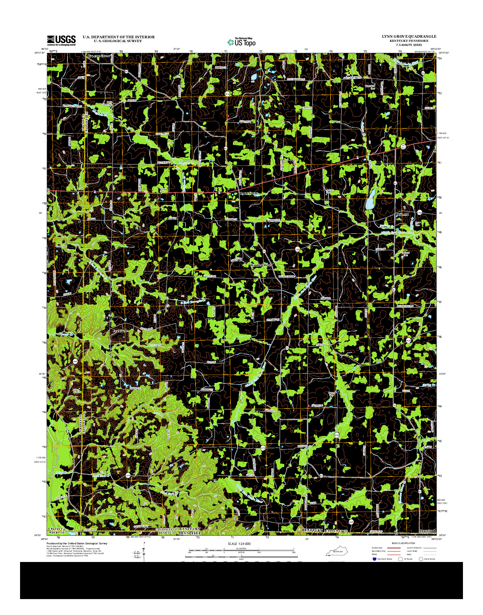 USGS US TOPO 7.5-MINUTE MAP FOR LYNN GROVE, KY-TN 2013