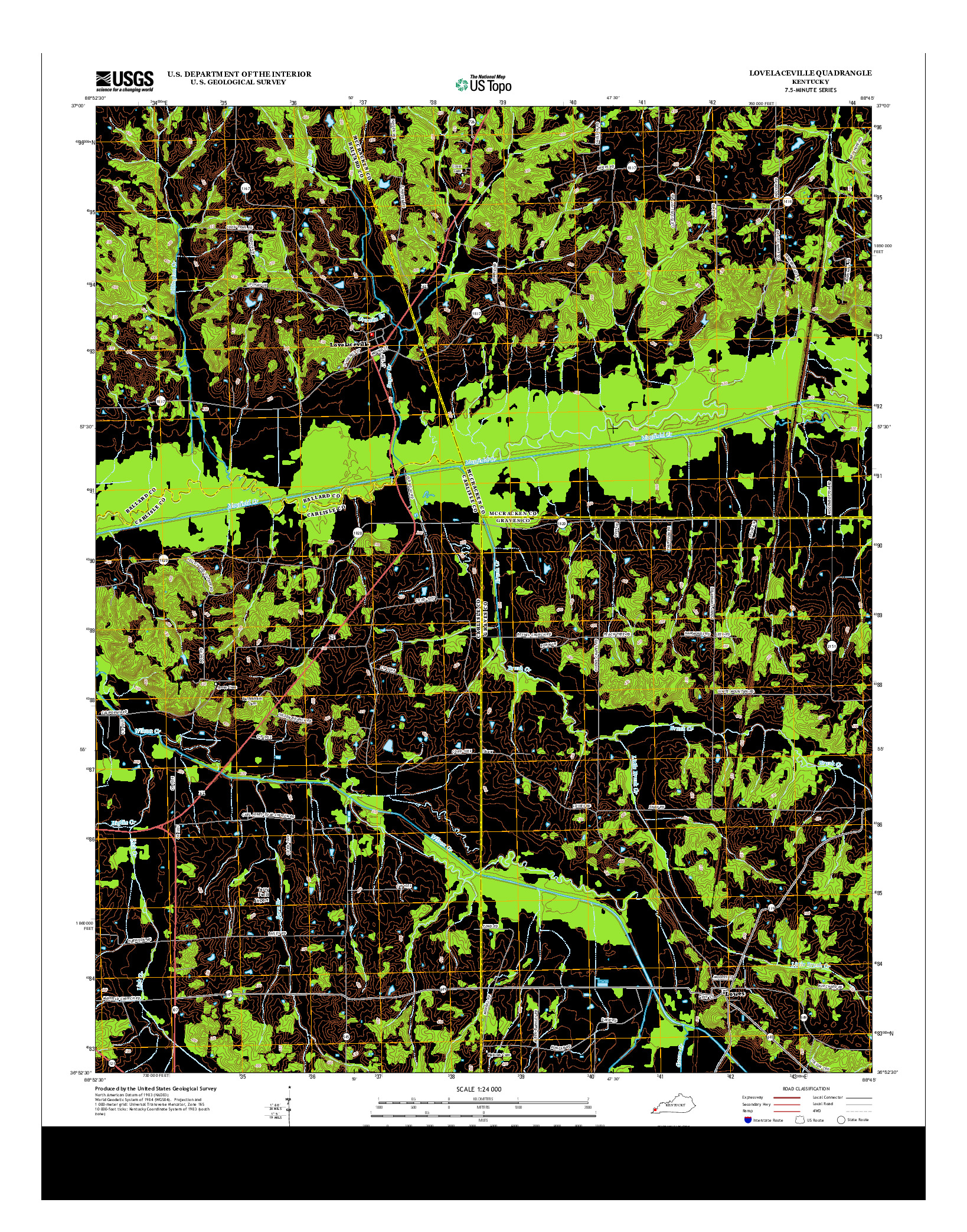 USGS US TOPO 7.5-MINUTE MAP FOR LOVELACEVILLE, KY 2013