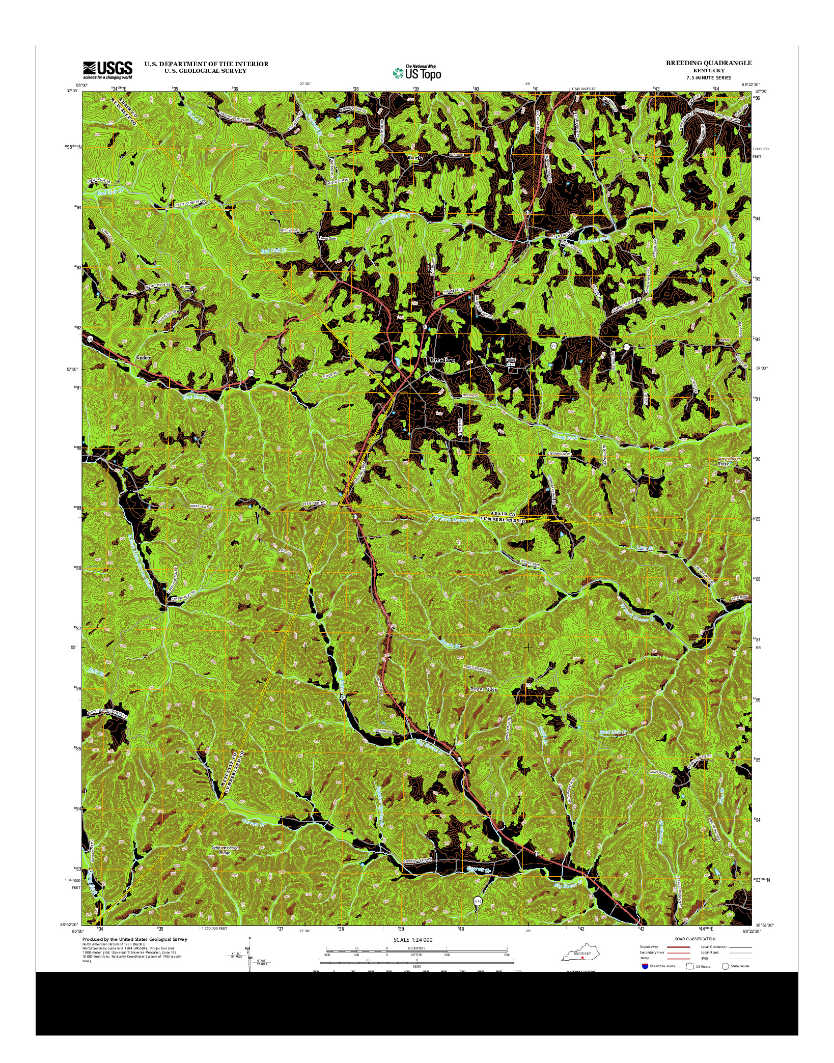 USGS US TOPO 7.5-MINUTE MAP FOR BREEDING, KY 2013