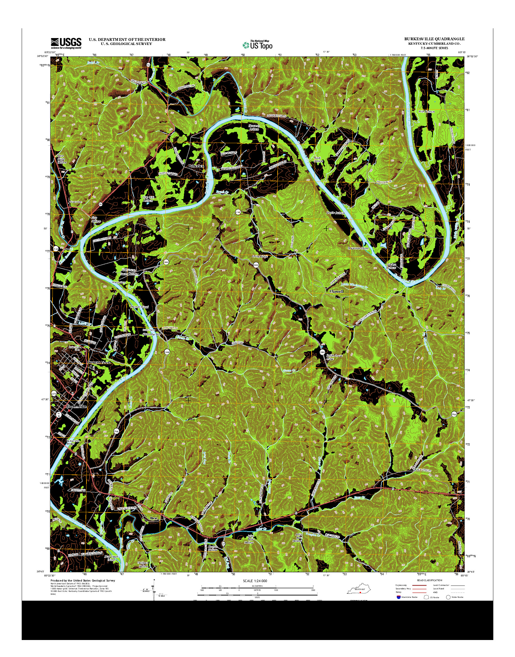 USGS US TOPO 7.5-MINUTE MAP FOR BURKESVILLE, KY 2013