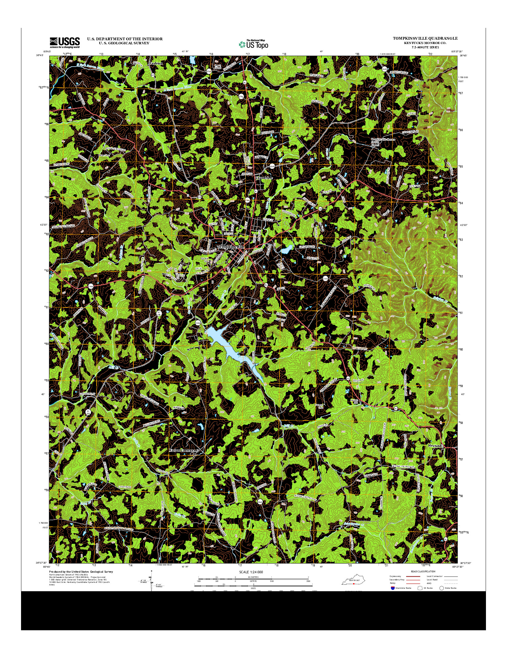 USGS US TOPO 7.5-MINUTE MAP FOR TOMPKINSVILLE, KY 2013