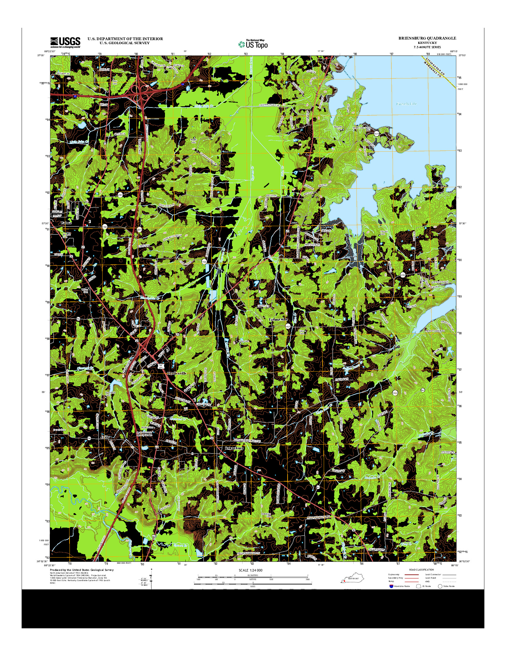 USGS US TOPO 7.5-MINUTE MAP FOR BRIENSBURG, KY 2013