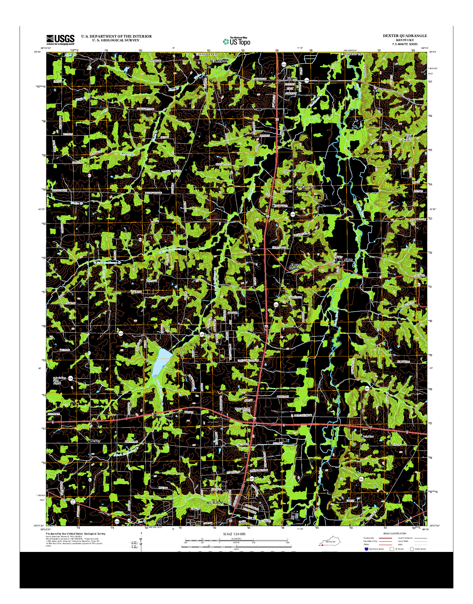 USGS US TOPO 7.5-MINUTE MAP FOR DEXTER, KY 2013