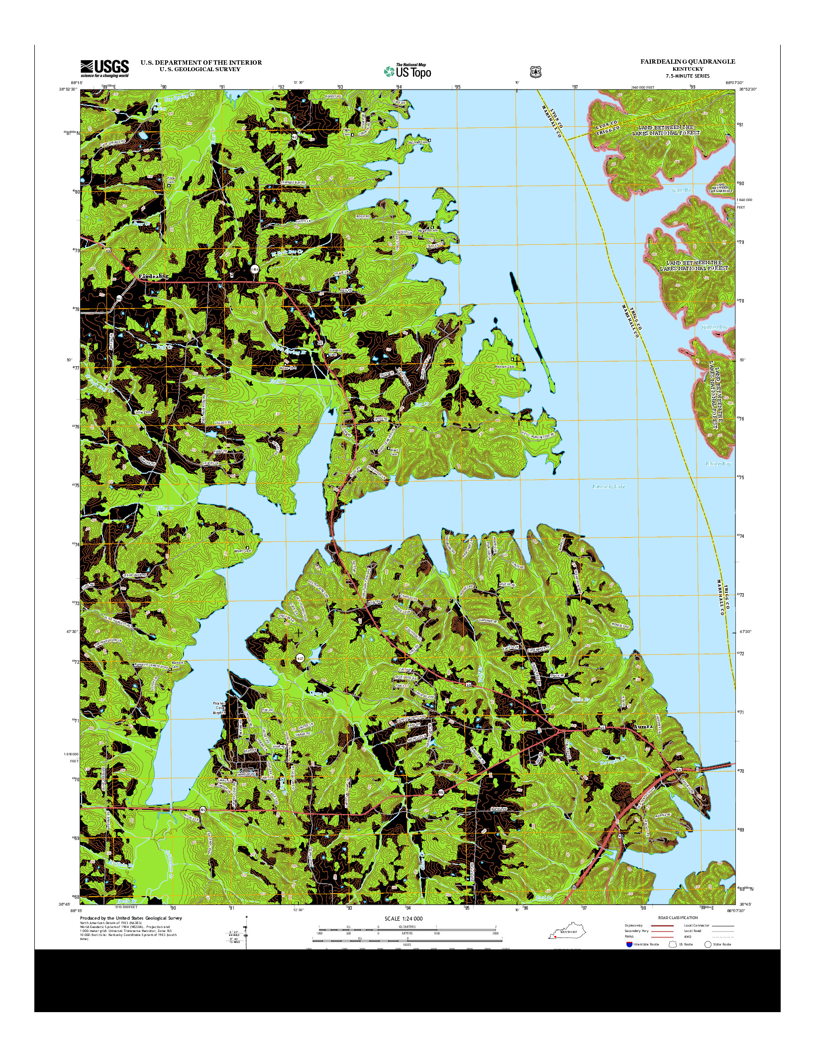 USGS US TOPO 7.5-MINUTE MAP FOR FAIRDEALING, KY 2013