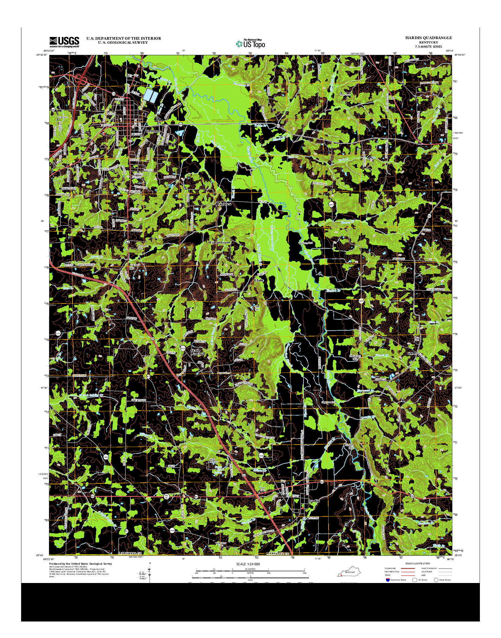 USGS US TOPO 7.5-MINUTE MAP FOR HARDIN, KY 2013