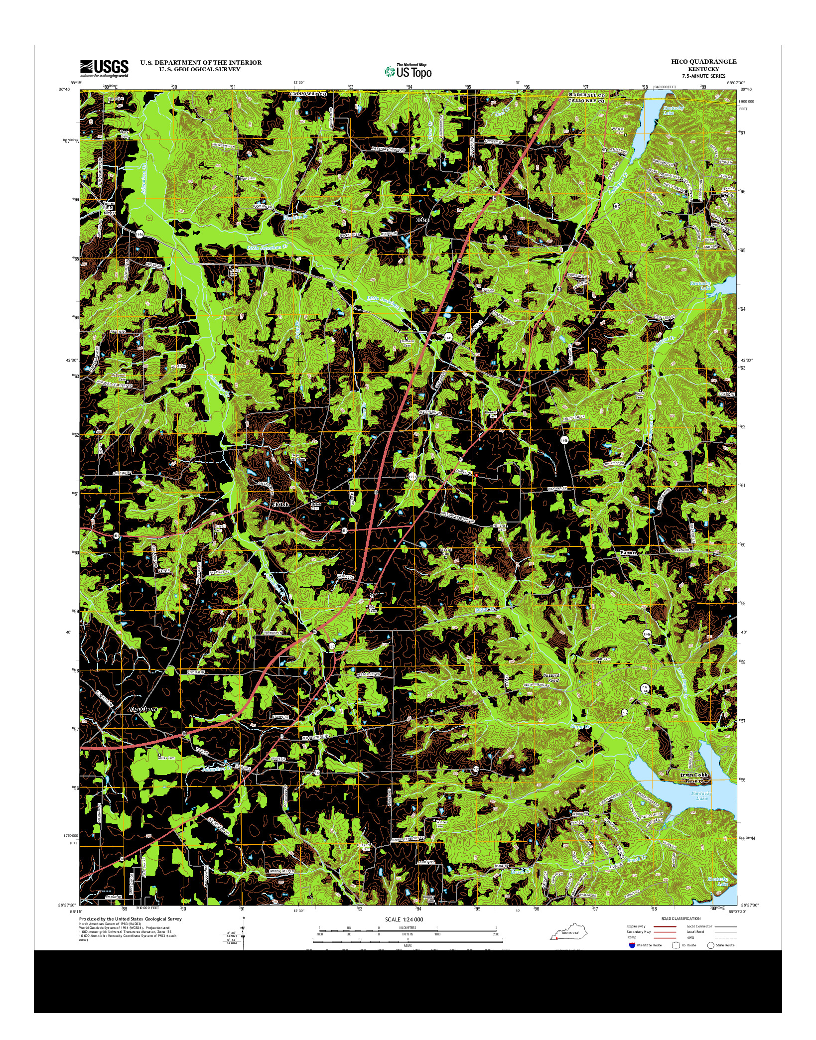 USGS US TOPO 7.5-MINUTE MAP FOR HICO, KY 2013