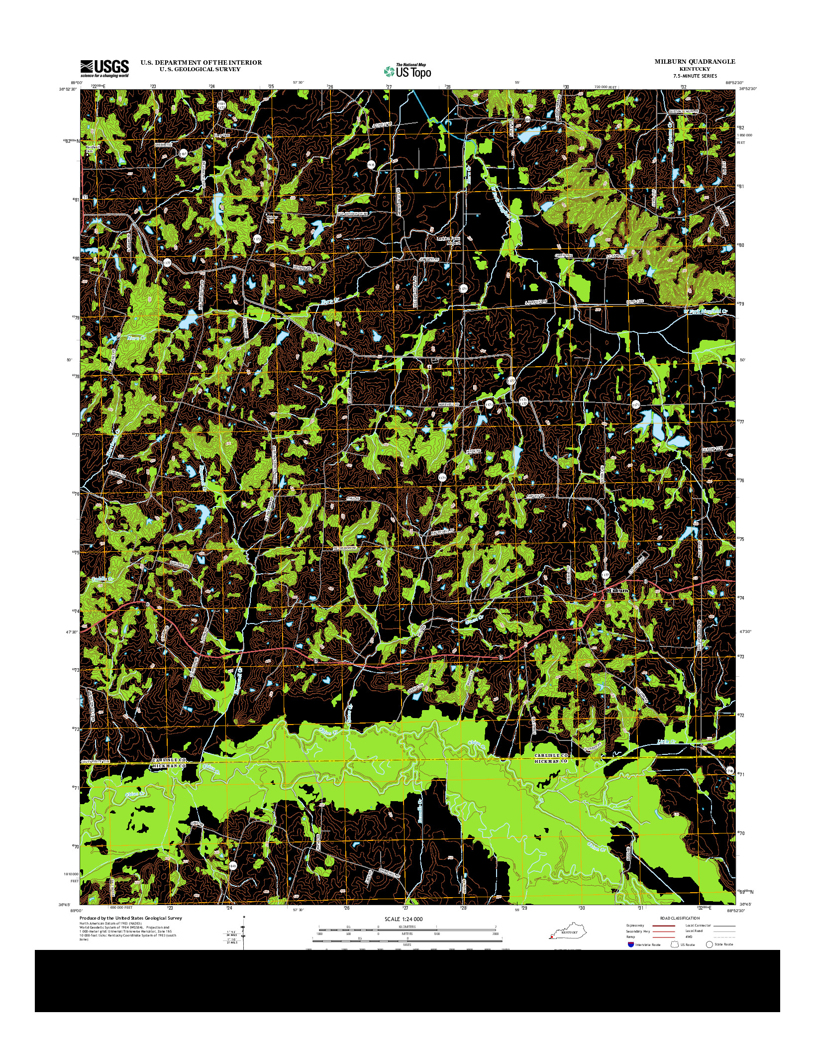 USGS US TOPO 7.5-MINUTE MAP FOR MILBURN, KY 2013