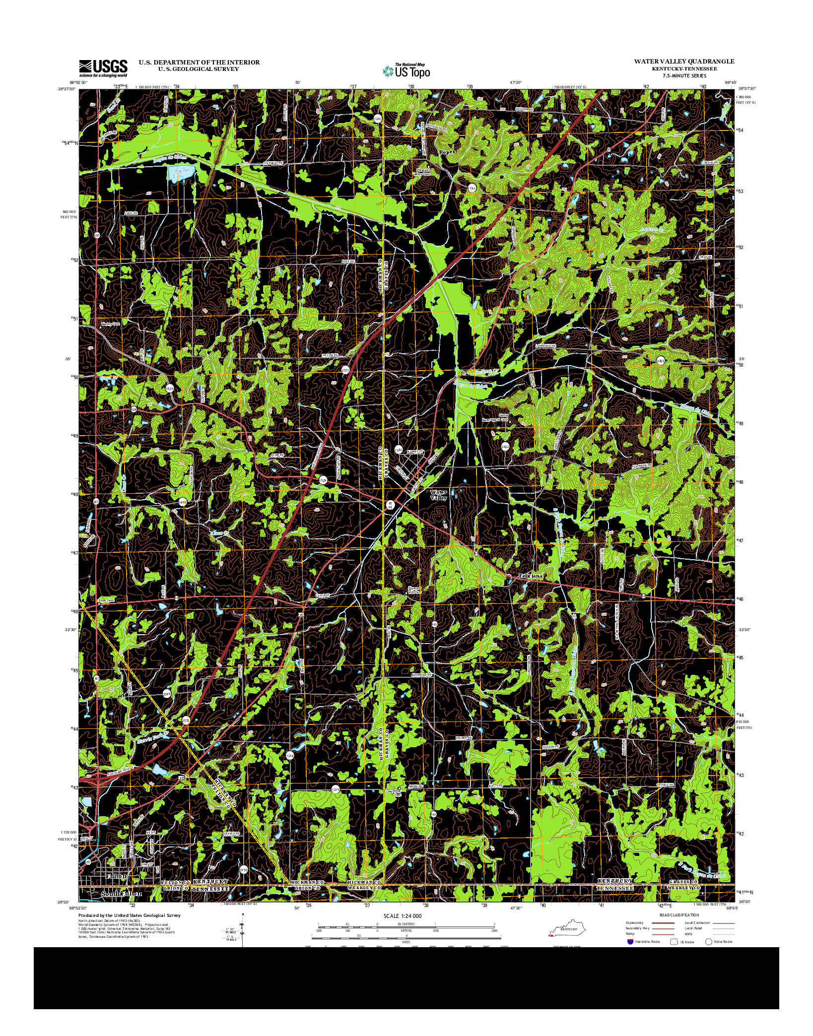 USGS US TOPO 7.5-MINUTE MAP FOR WATER VALLEY, KY-TN 2013