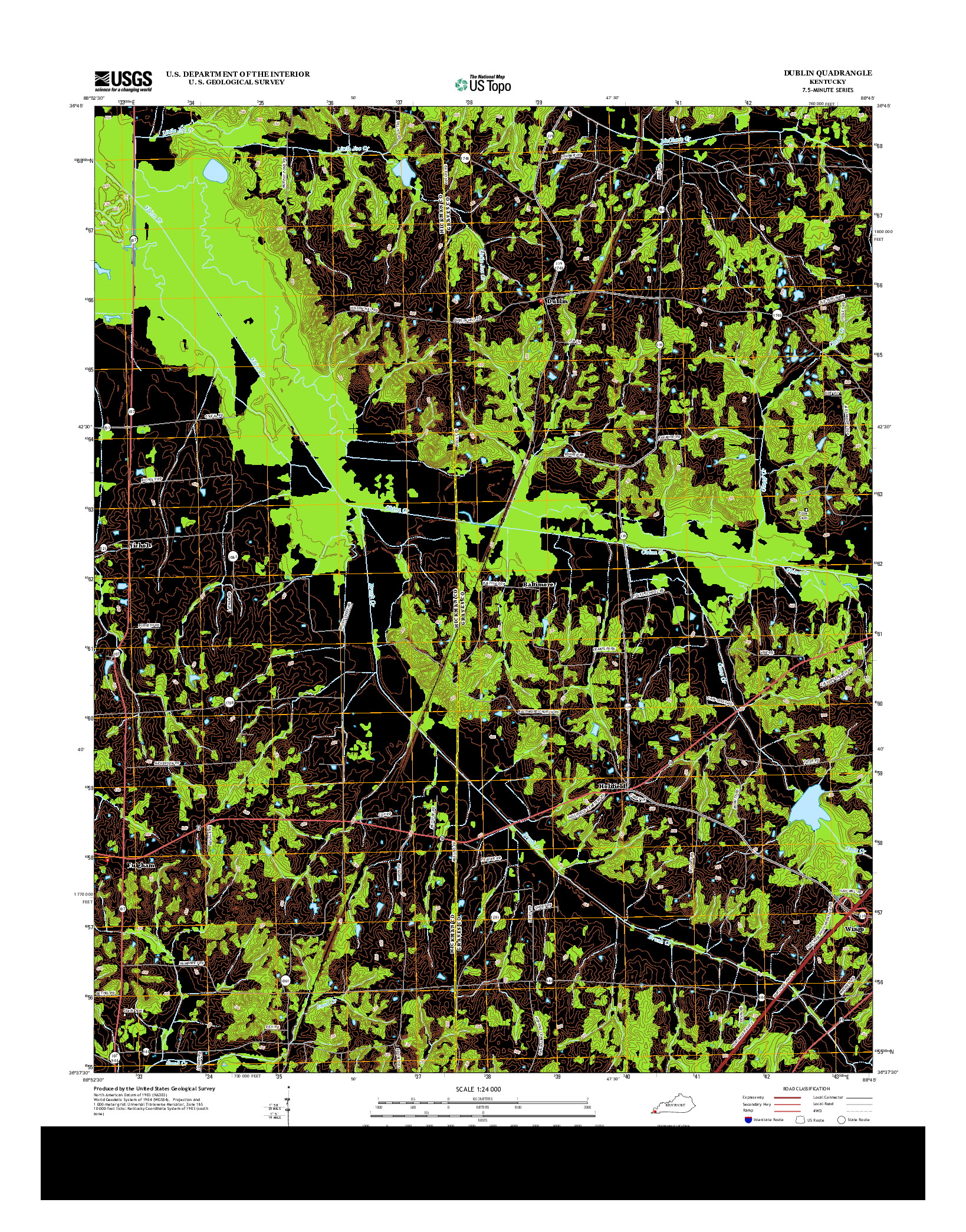 USGS US TOPO 7.5-MINUTE MAP FOR DUBLIN, KY 2013