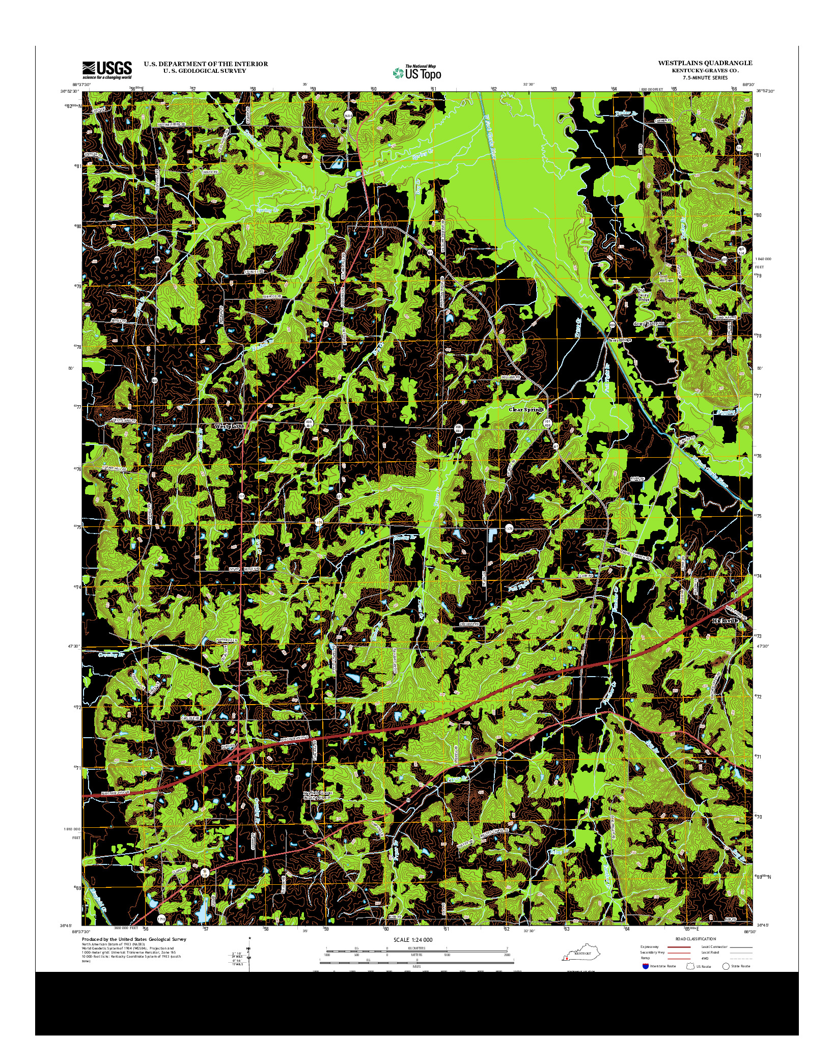 USGS US TOPO 7.5-MINUTE MAP FOR WESTPLAINS, KY 2013