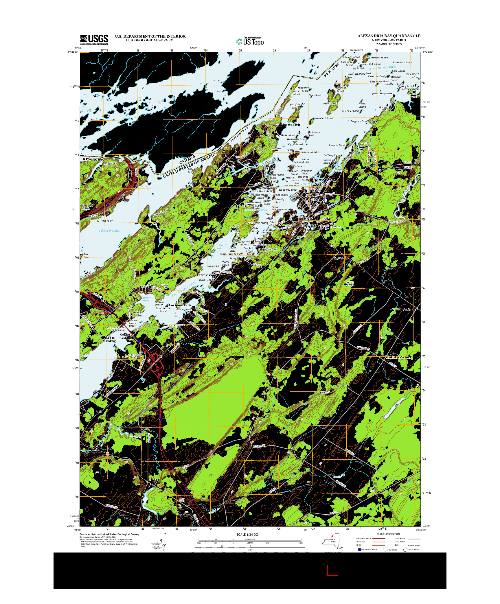 USGS US TOPO 7.5-MINUTE MAP FOR ALEXANDRIA BAY, NY-ON 2013