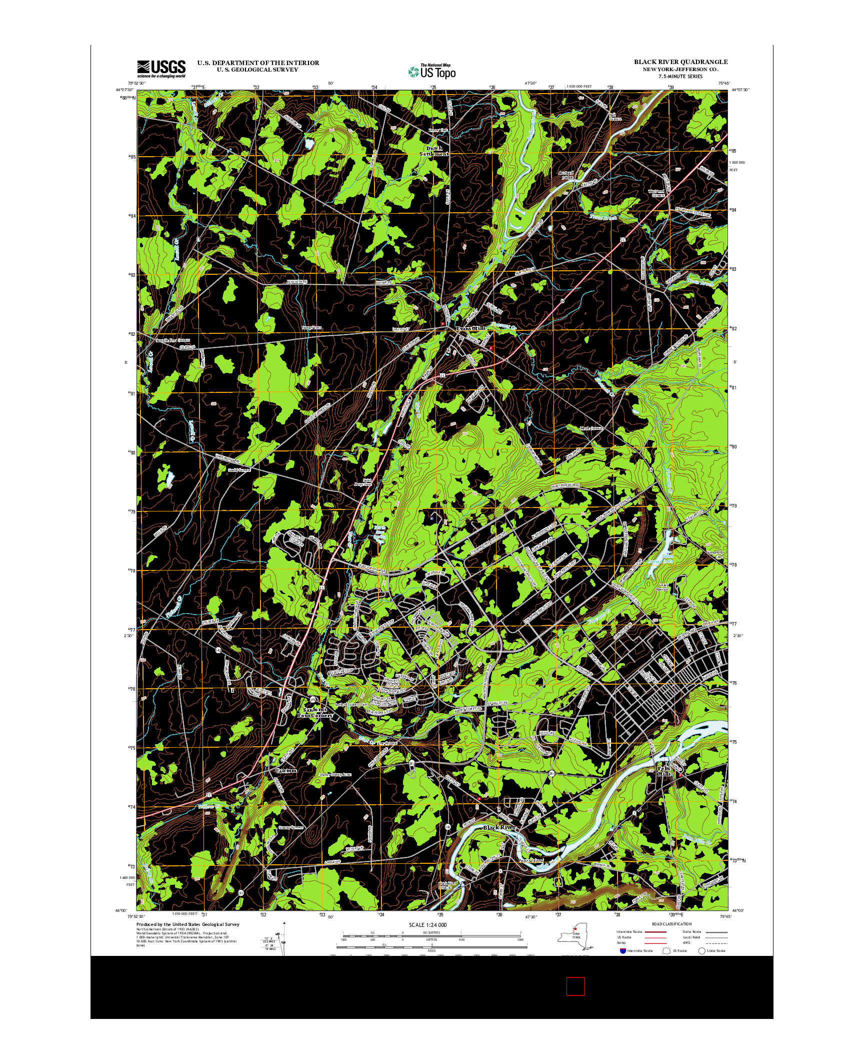 USGS US TOPO 7.5-MINUTE MAP FOR BLACK RIVER, NY 2013
