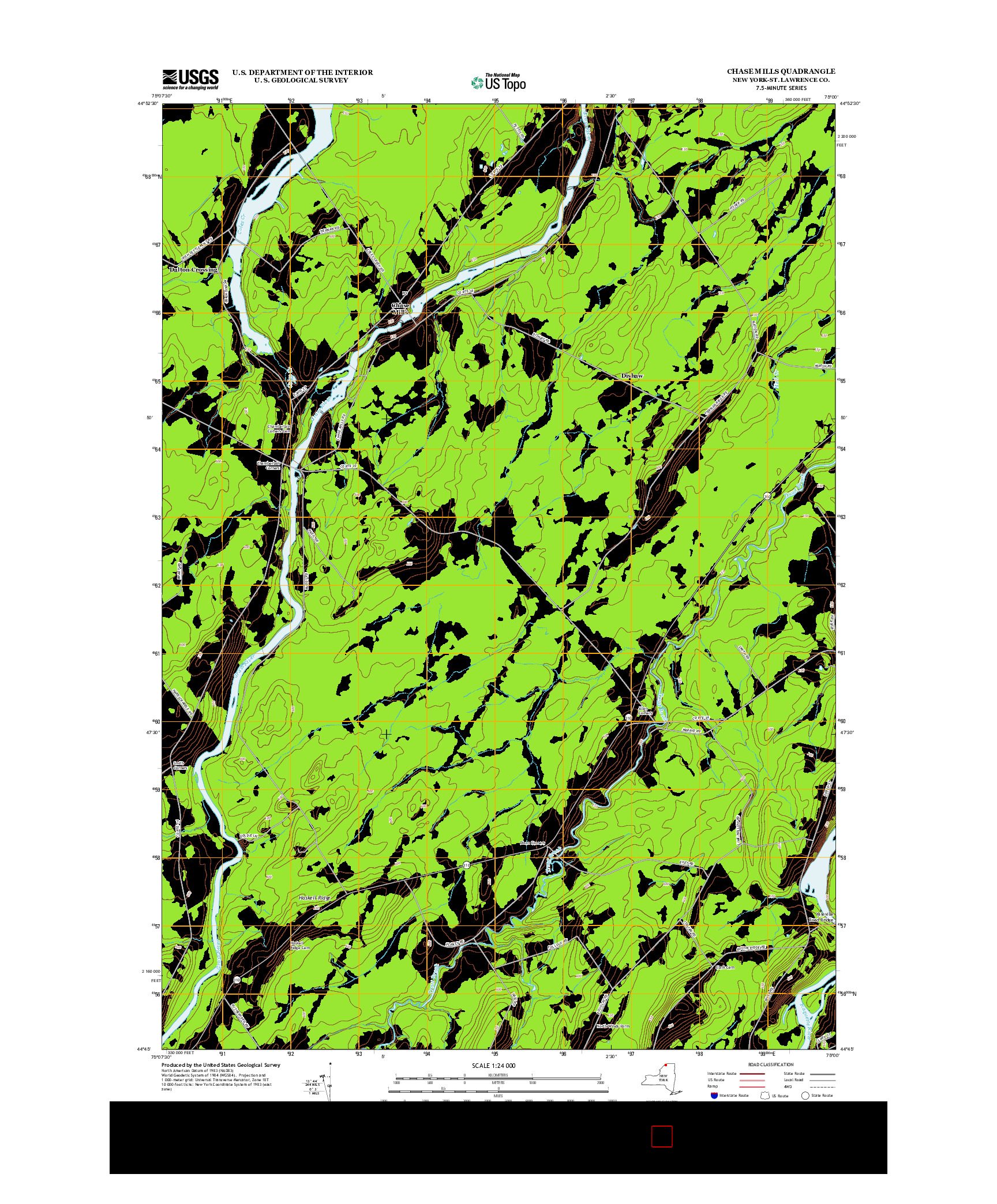 USGS US TOPO 7.5-MINUTE MAP FOR CHASE MILLS, NY 2013