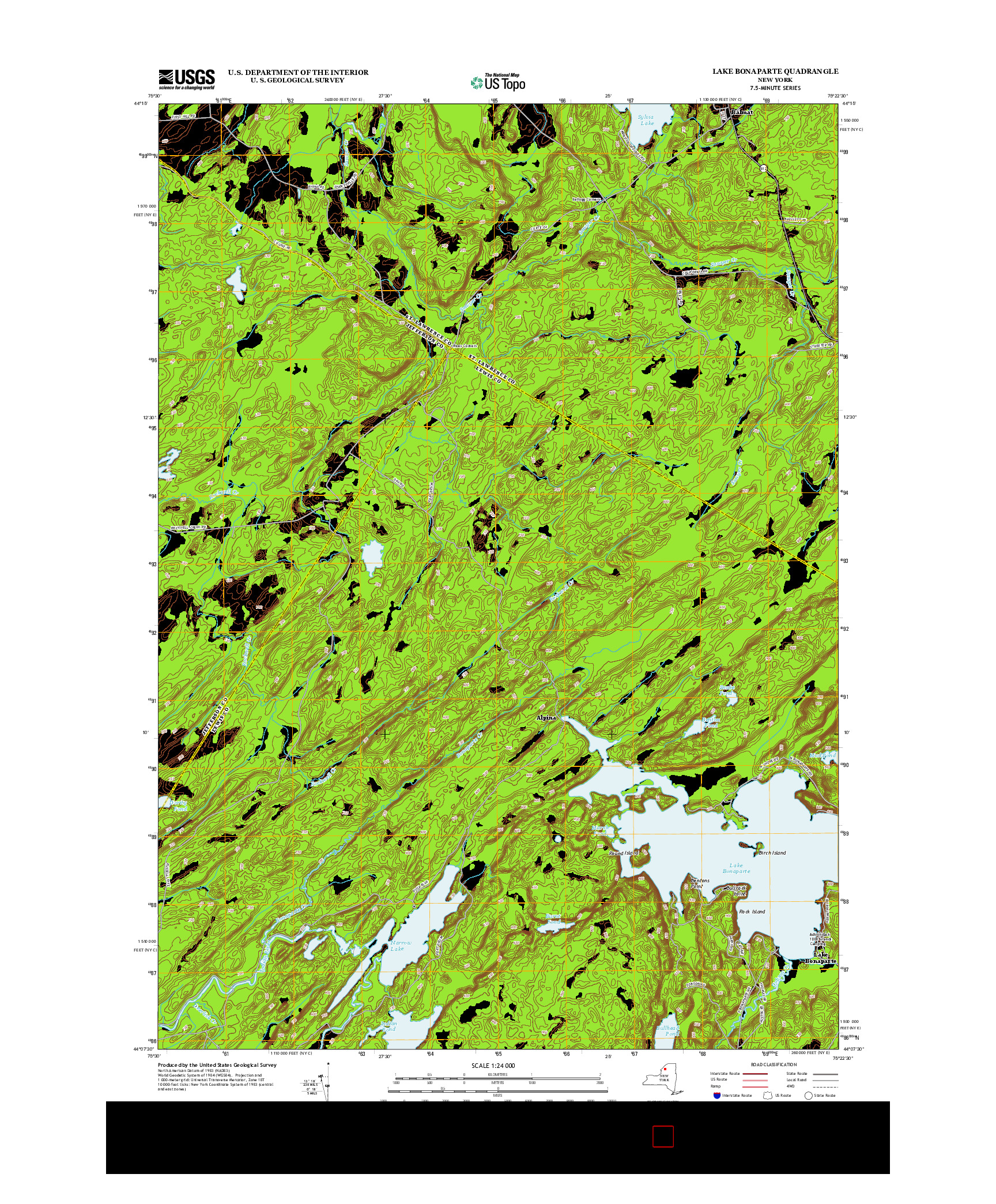 USGS US TOPO 7.5-MINUTE MAP FOR LAKE BONAPARTE, NY 2013