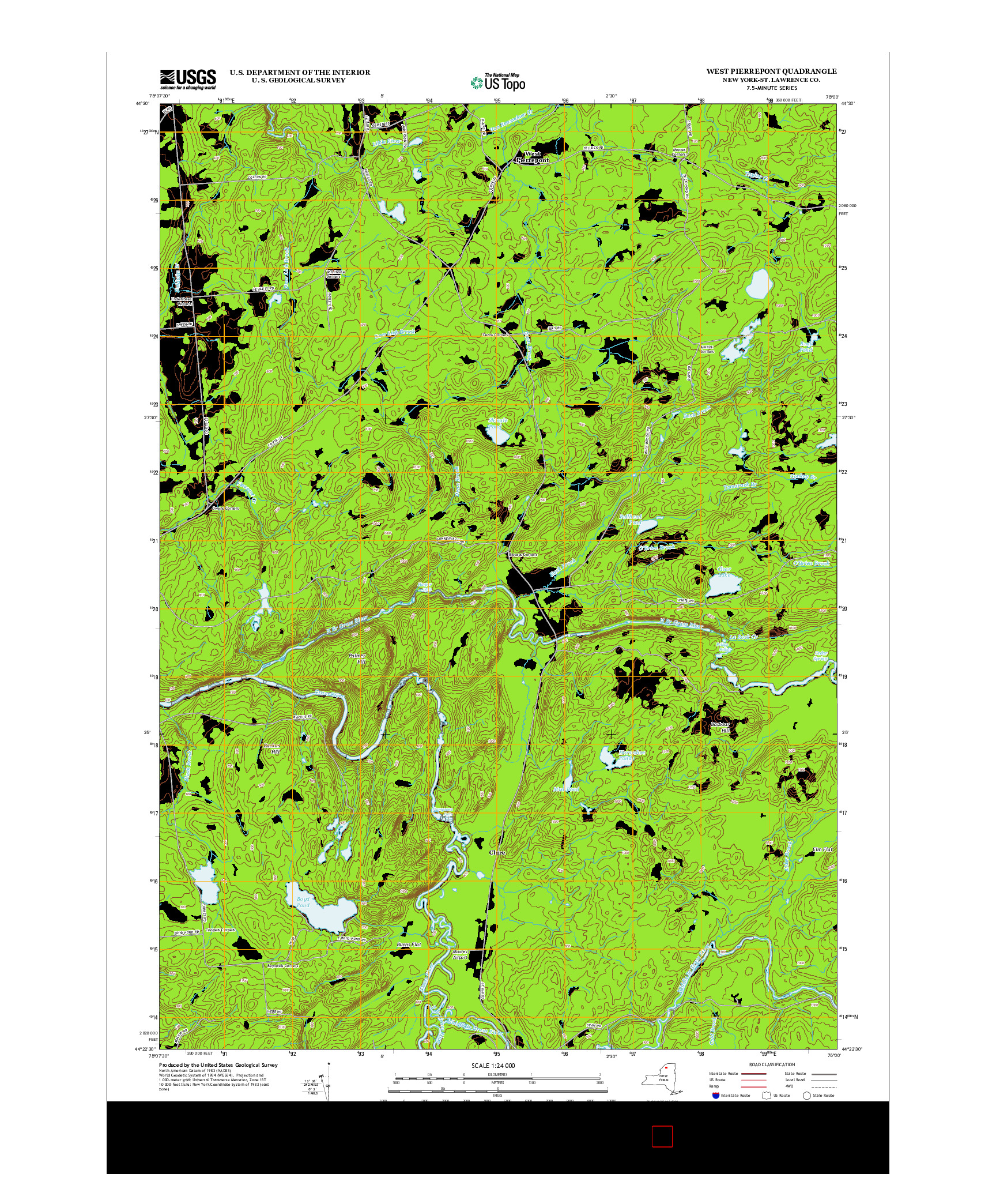 USGS US TOPO 7.5-MINUTE MAP FOR WEST PIERREPONT, NY 2013