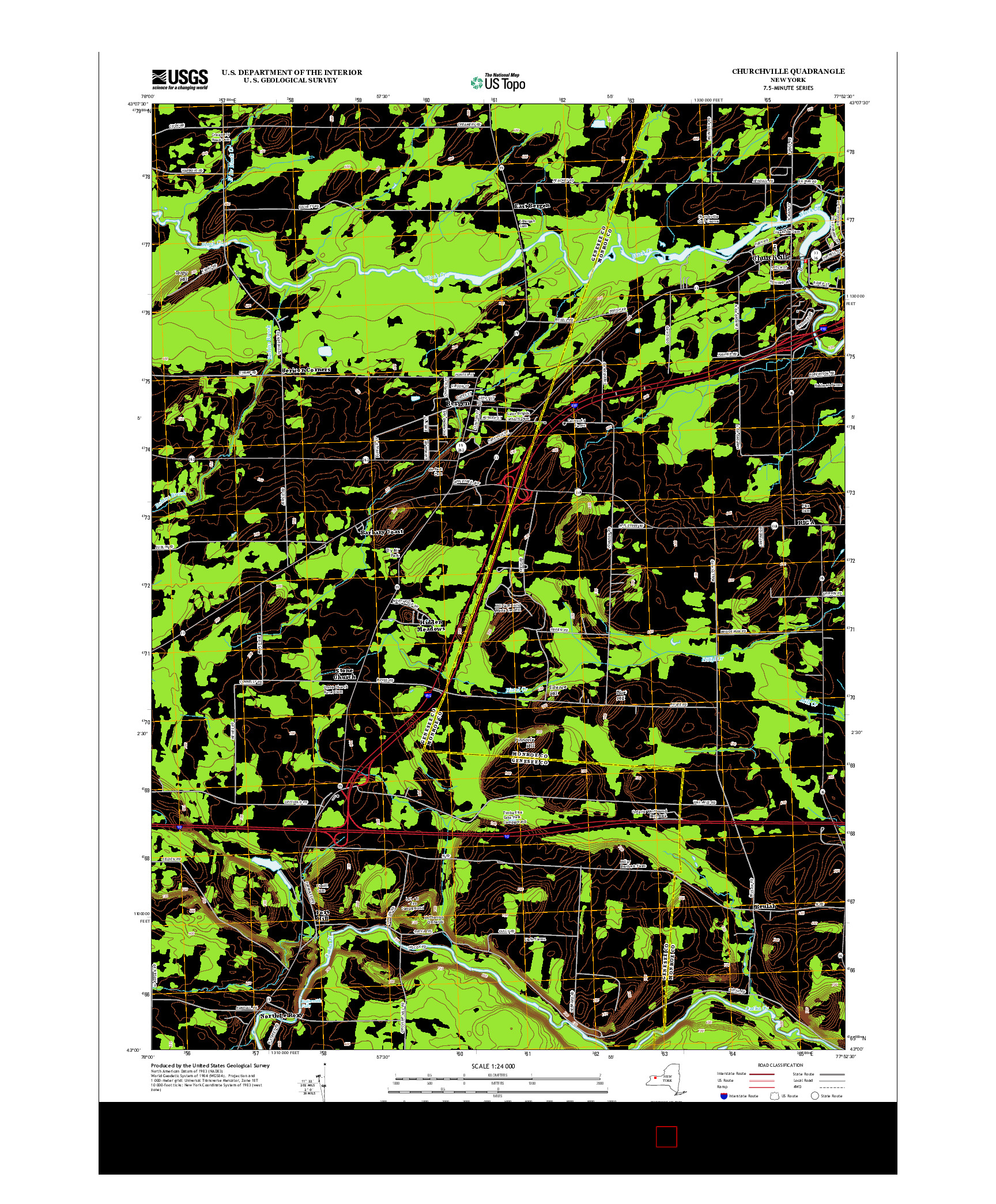 USGS US TOPO 7.5-MINUTE MAP FOR CHURCHVILLE, NY 2013