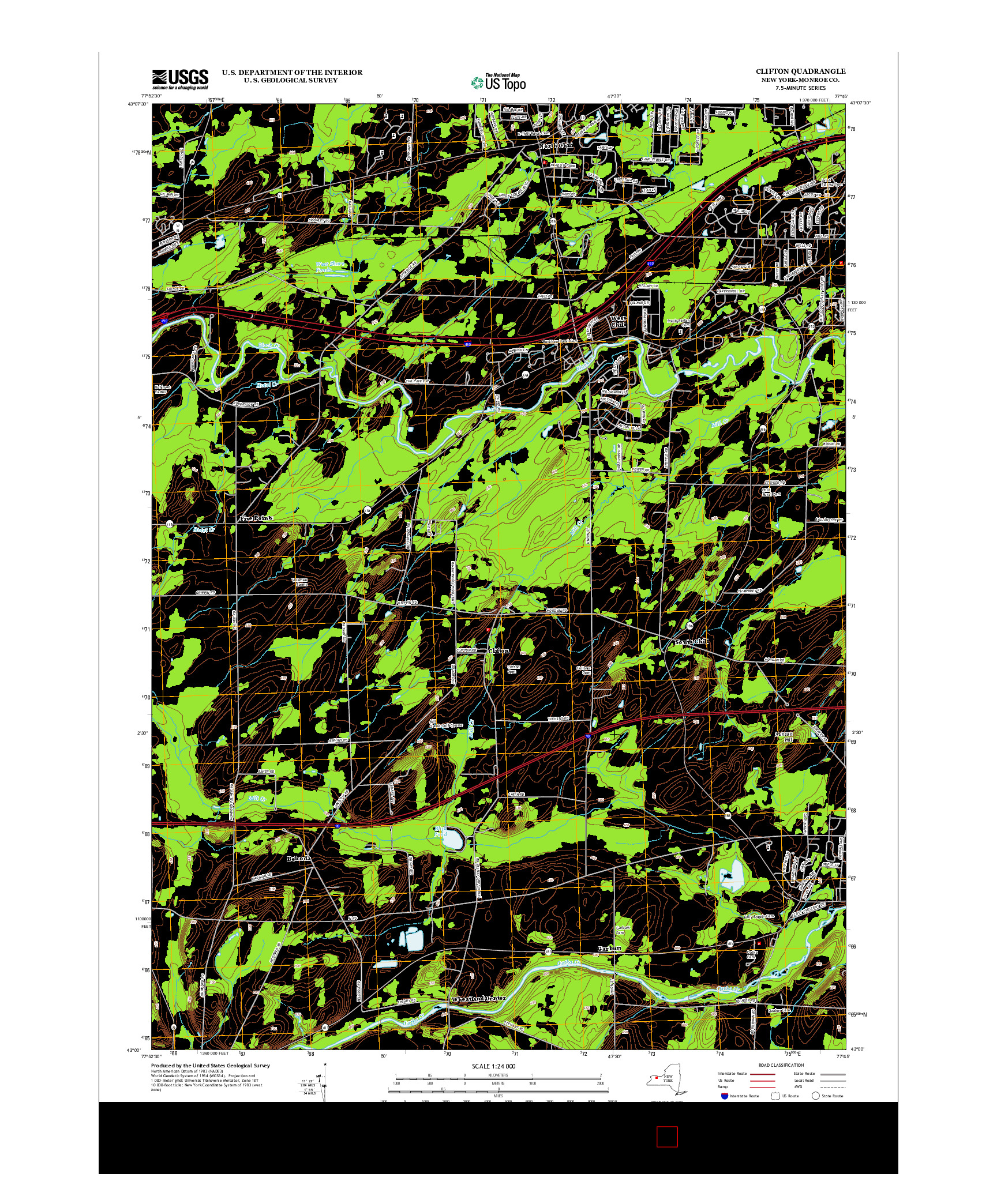 USGS US TOPO 7.5-MINUTE MAP FOR CLIFTON, NY 2013
