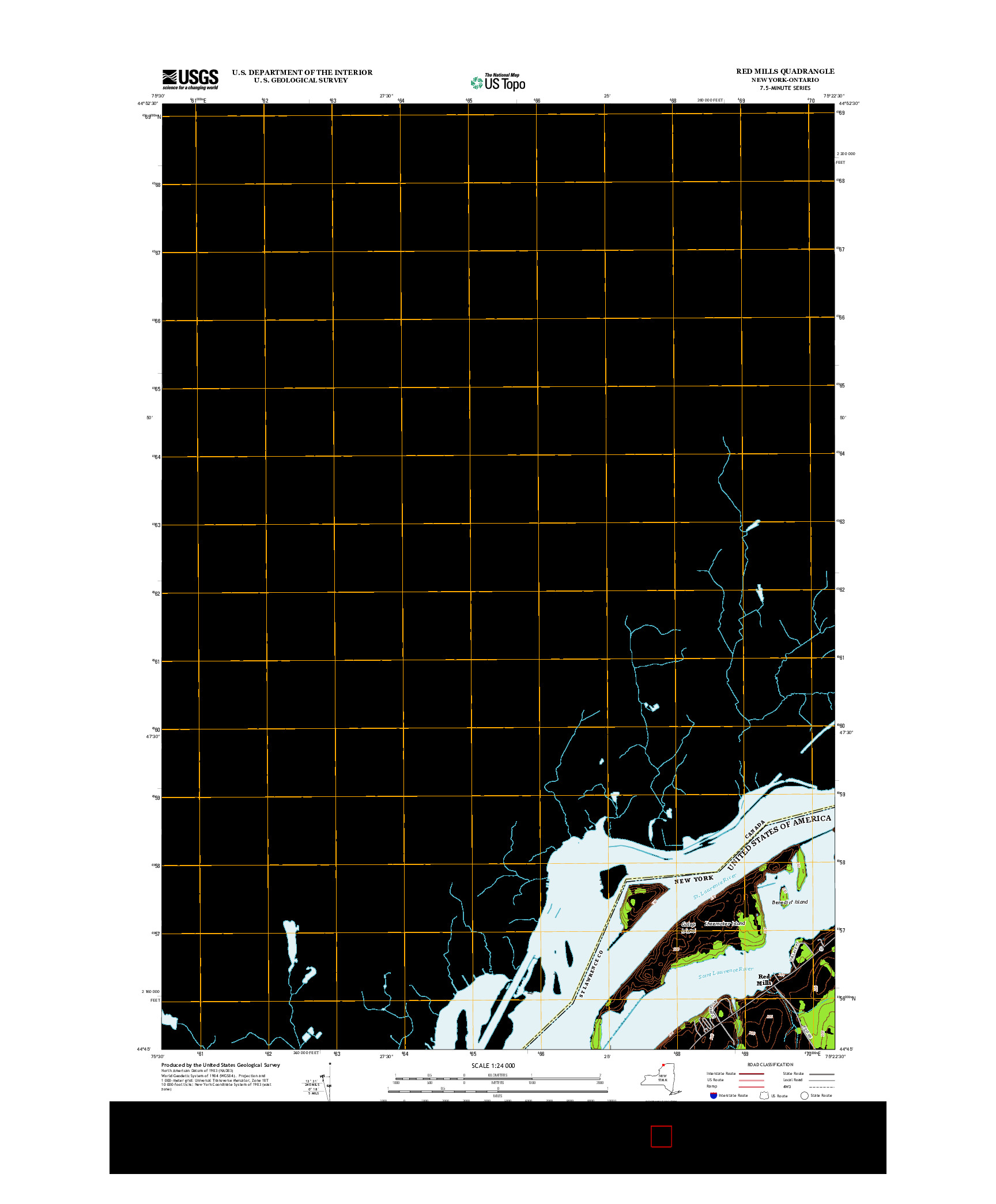 USGS US TOPO 7.5-MINUTE MAP FOR RED MILLS, NY-ON 2013