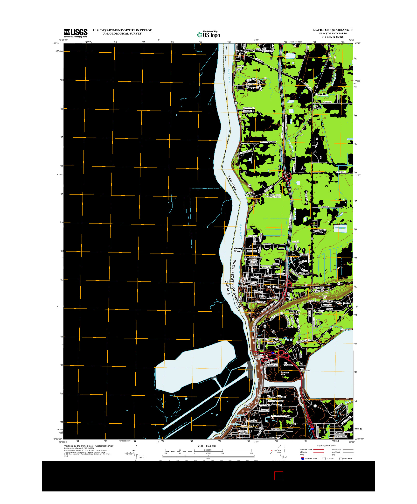 USGS US TOPO 7.5-MINUTE MAP FOR LEWISTON, NY-ON 2013