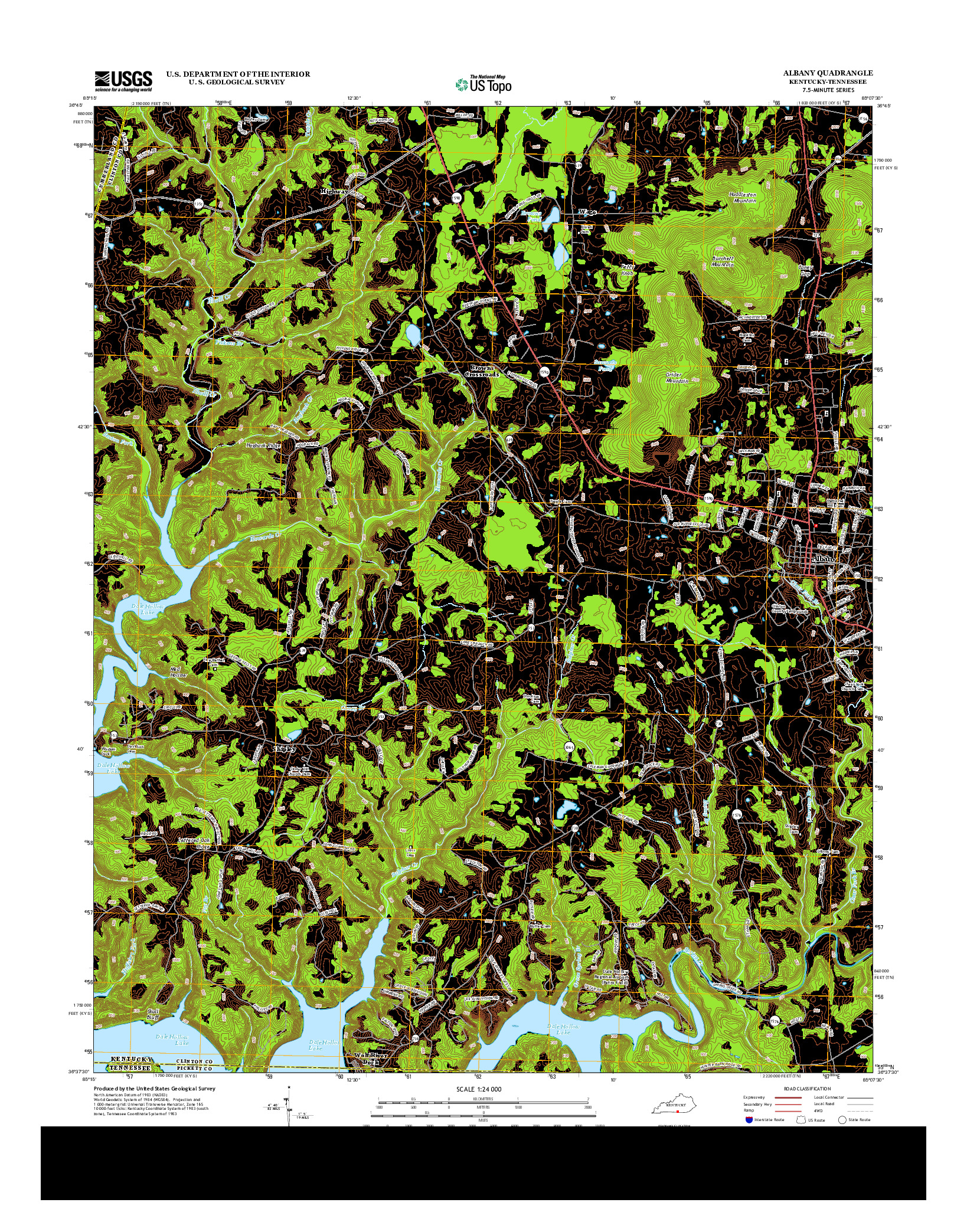 USGS US TOPO 7.5-MINUTE MAP FOR ALBANY, KY-TN 2013