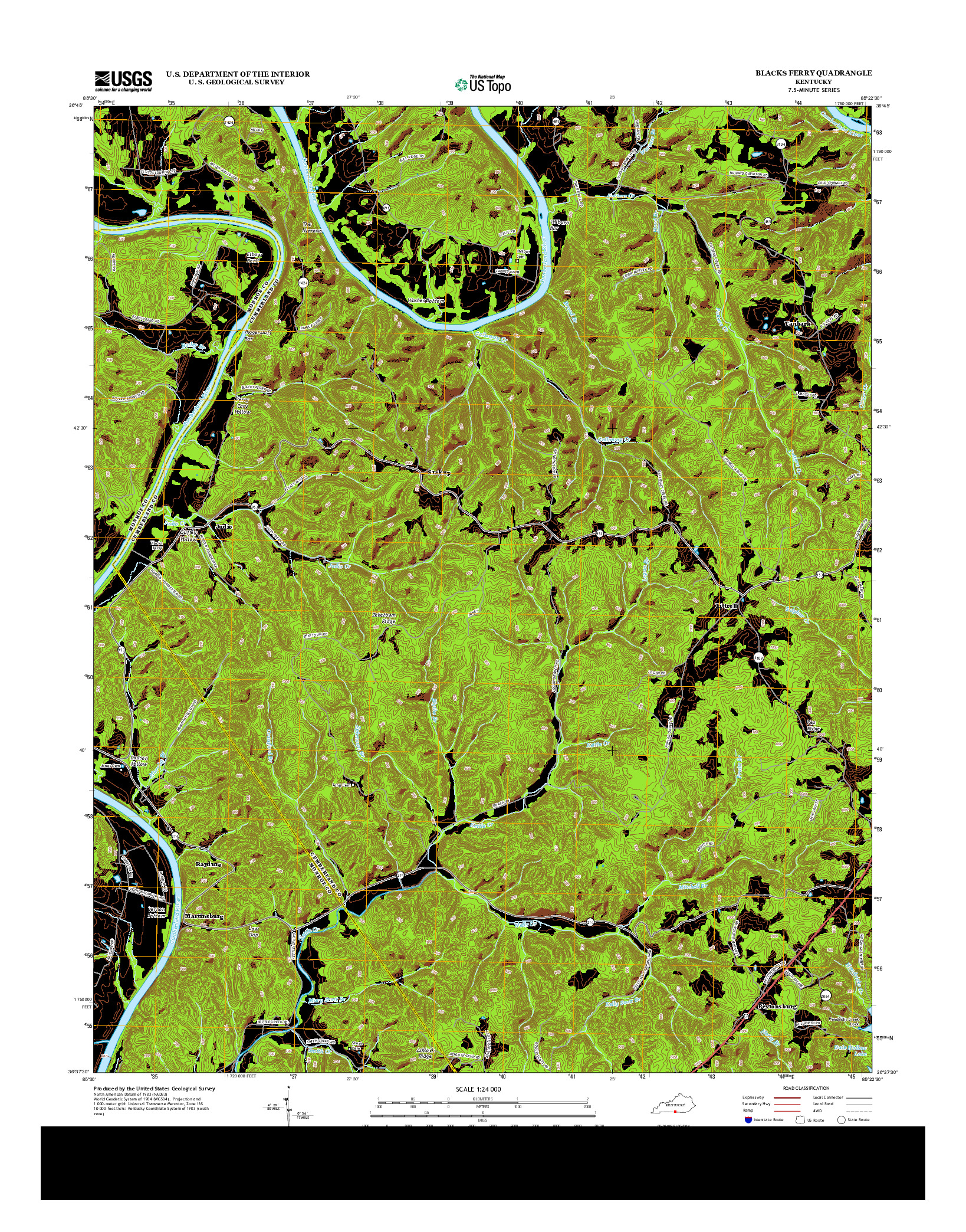 USGS US TOPO 7.5-MINUTE MAP FOR BLACKS FERRY, KY 2013