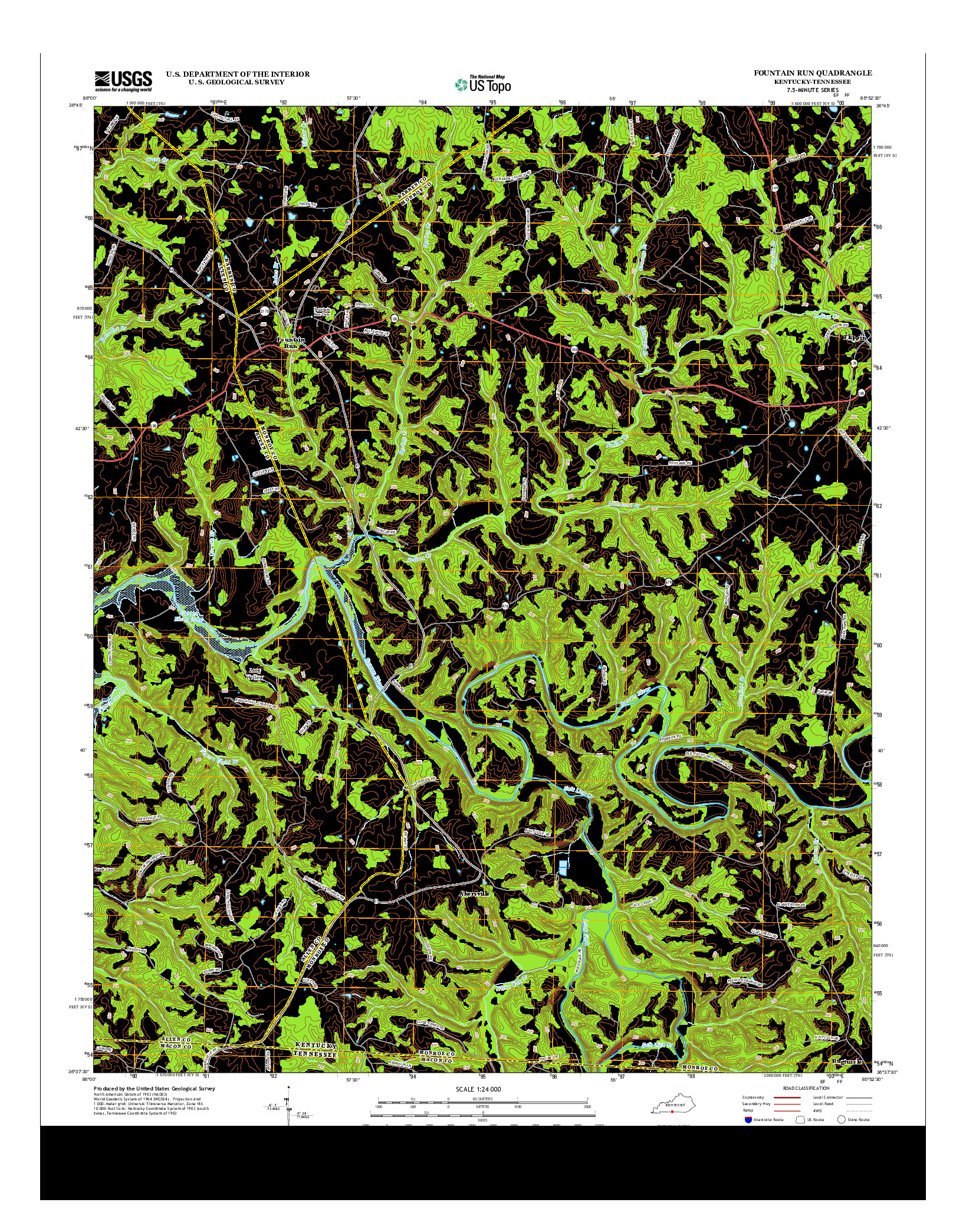 USGS US TOPO 7.5-MINUTE MAP FOR FOUNTAIN RUN, KY-TN 2013