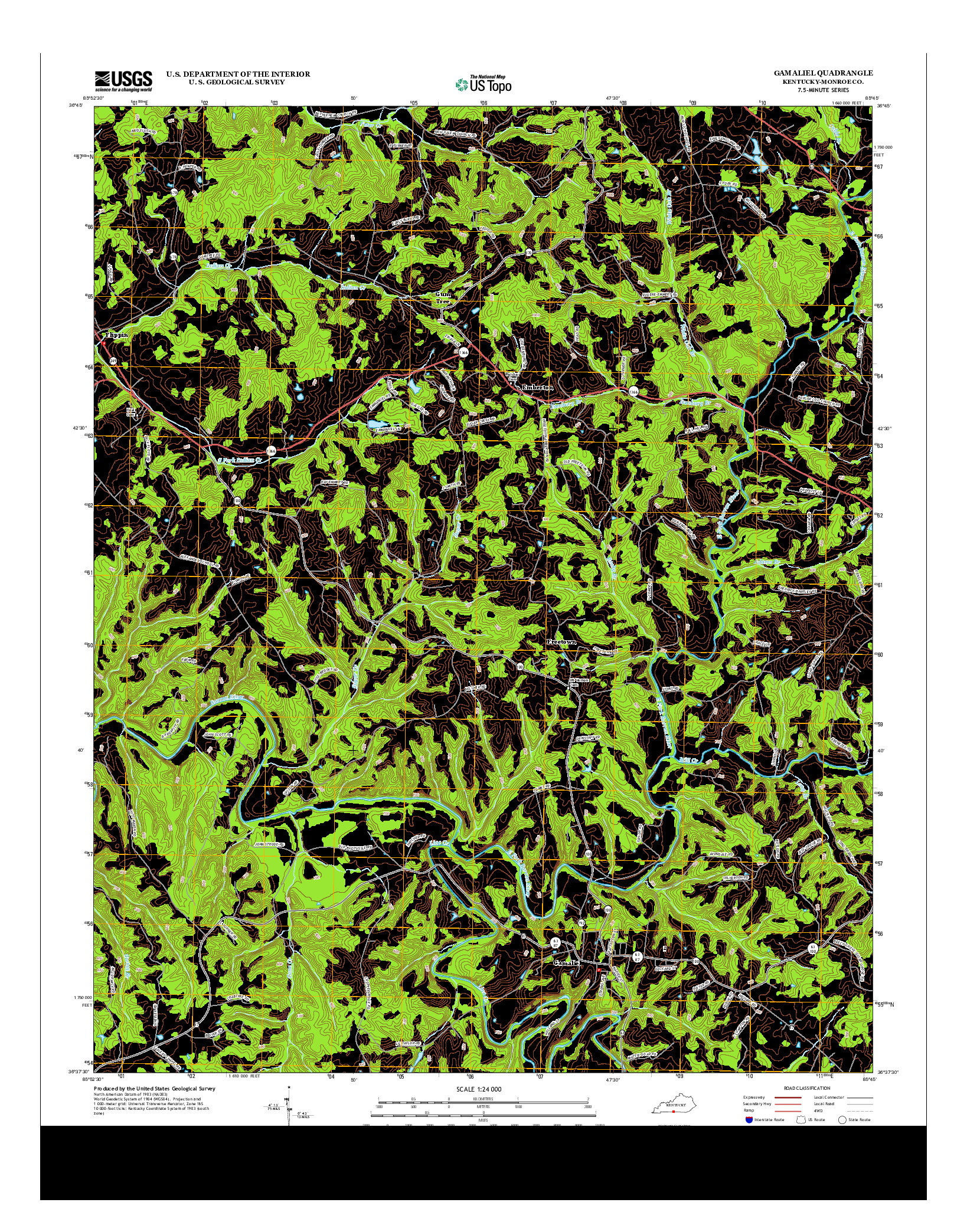 USGS US TOPO 7.5-MINUTE MAP FOR GAMALIEL, KY 2013