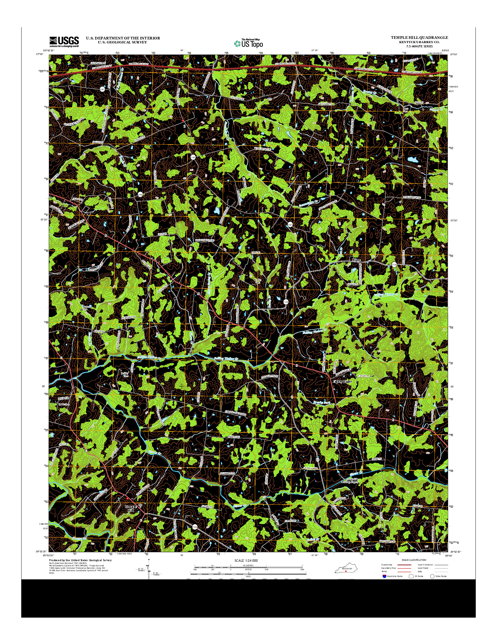 USGS US TOPO 7.5-MINUTE MAP FOR TEMPLE HILL, KY 2013