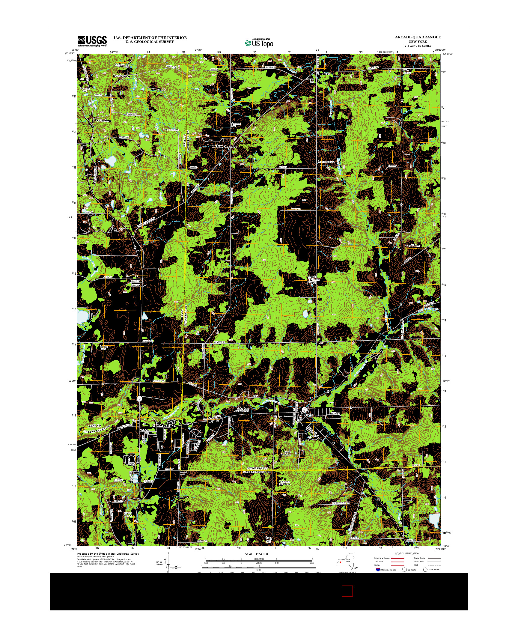 USGS US TOPO 7.5-MINUTE MAP FOR ARCADE, NY 2013