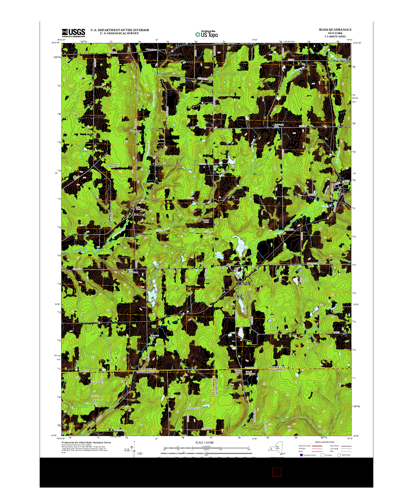 USGS US TOPO 7.5-MINUTE MAP FOR BLISS, NY 2013