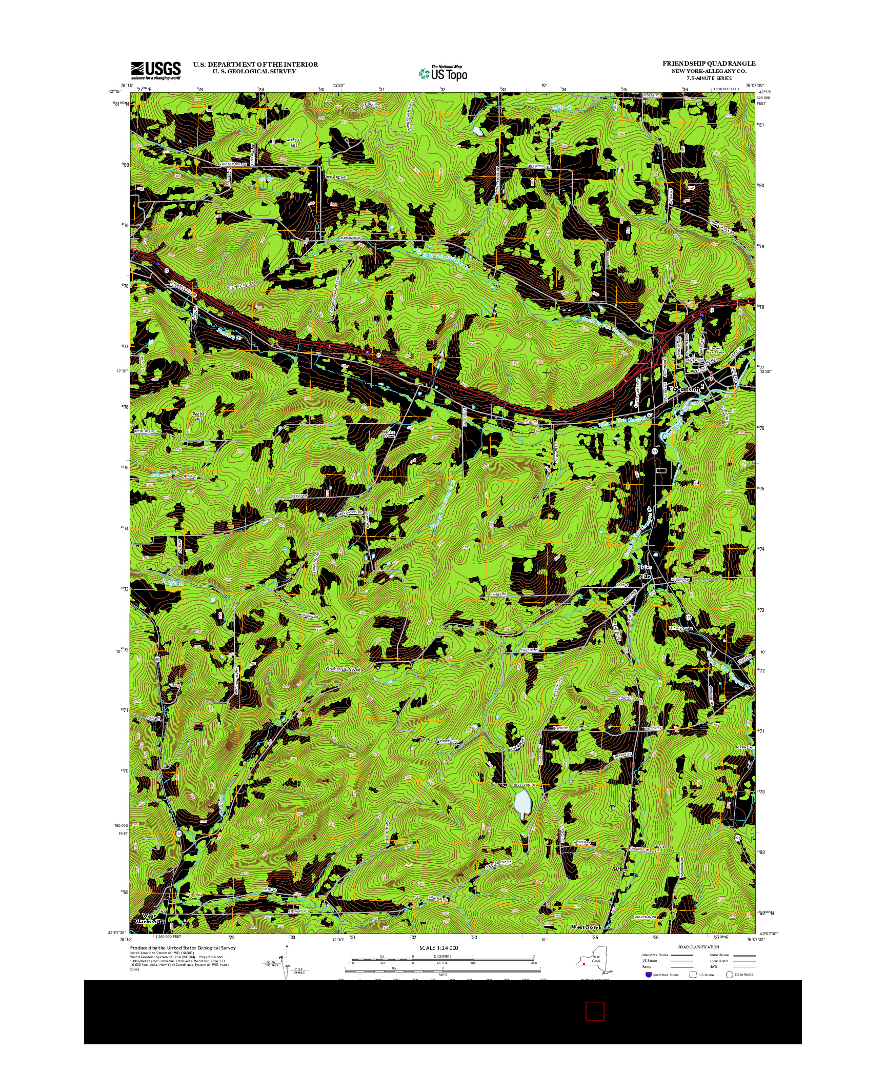 USGS US TOPO 7.5-MINUTE MAP FOR FRIENDSHIP, NY 2013