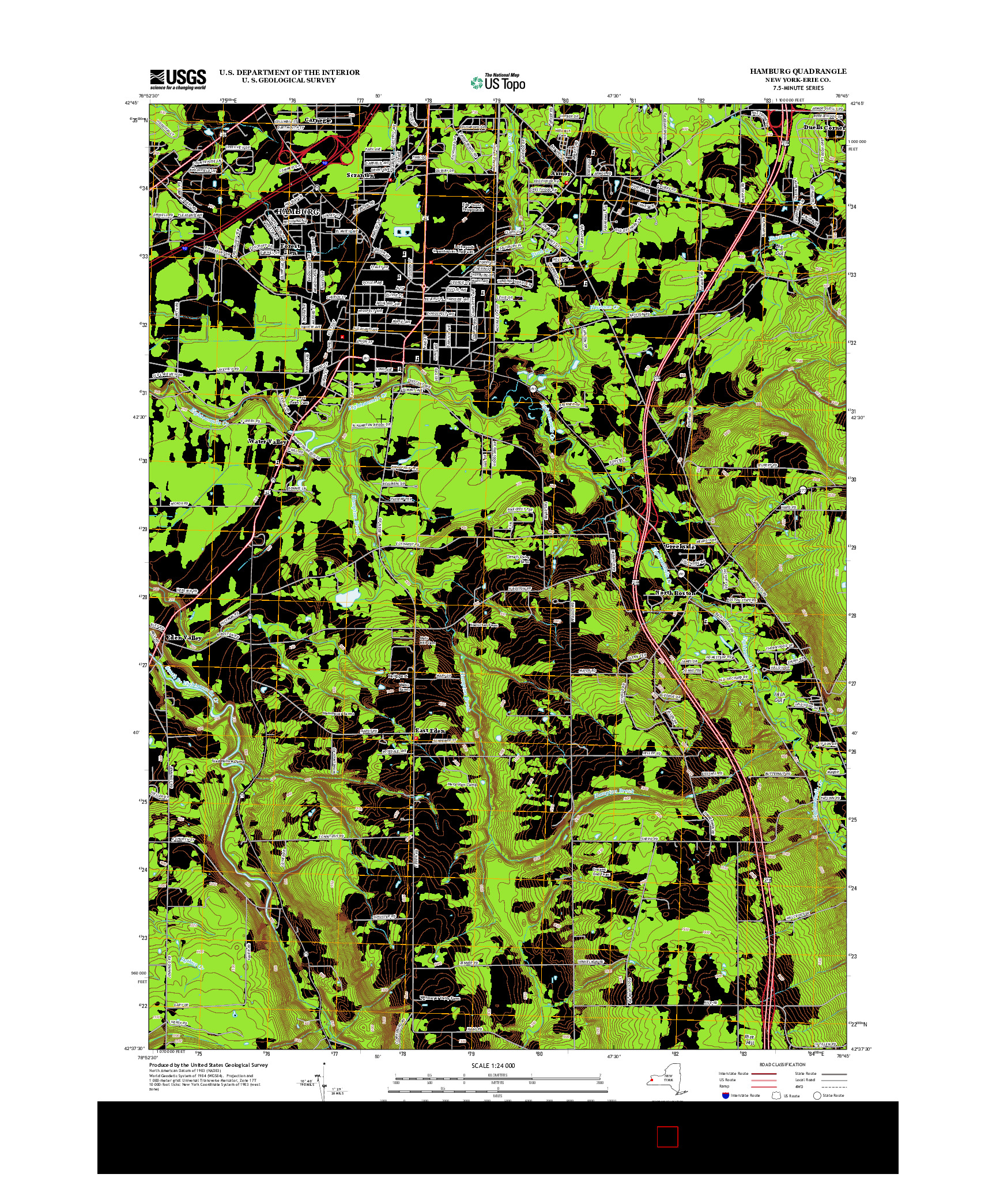 USGS US TOPO 7.5-MINUTE MAP FOR HAMBURG, NY 2013