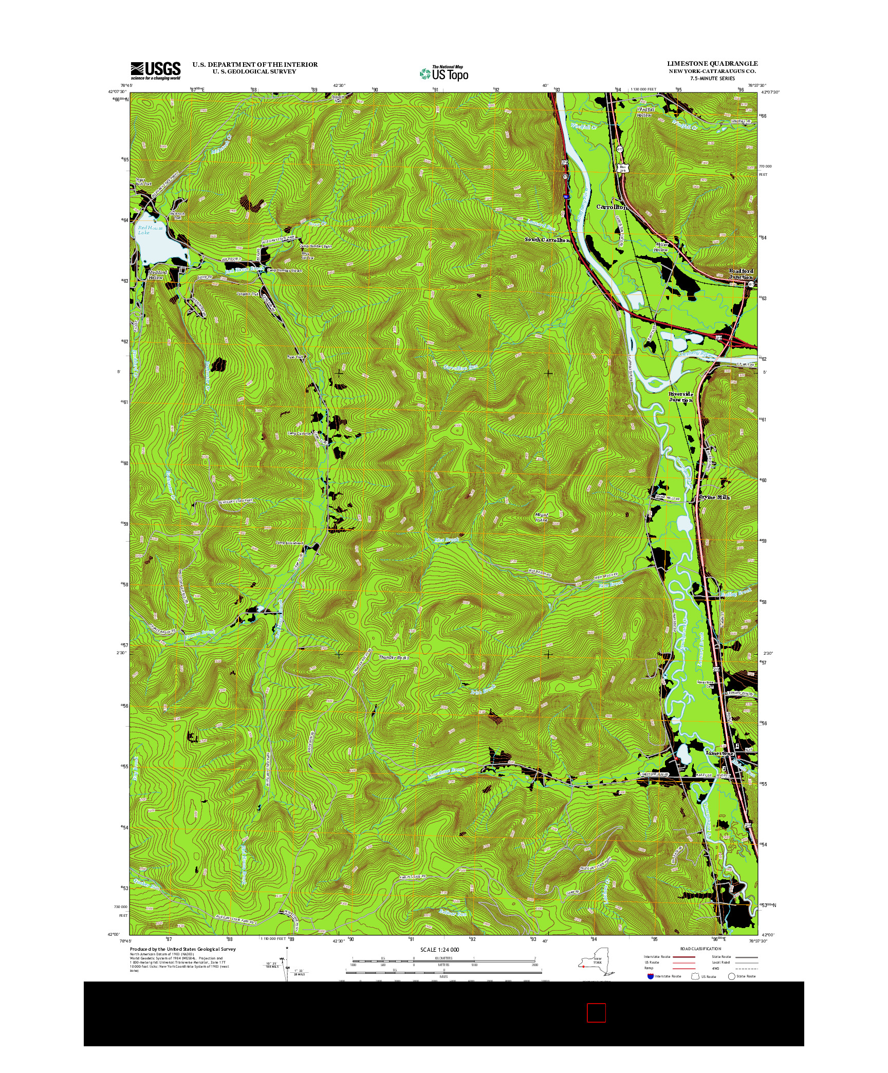USGS US TOPO 7.5-MINUTE MAP FOR LIMESTONE, NY 2013