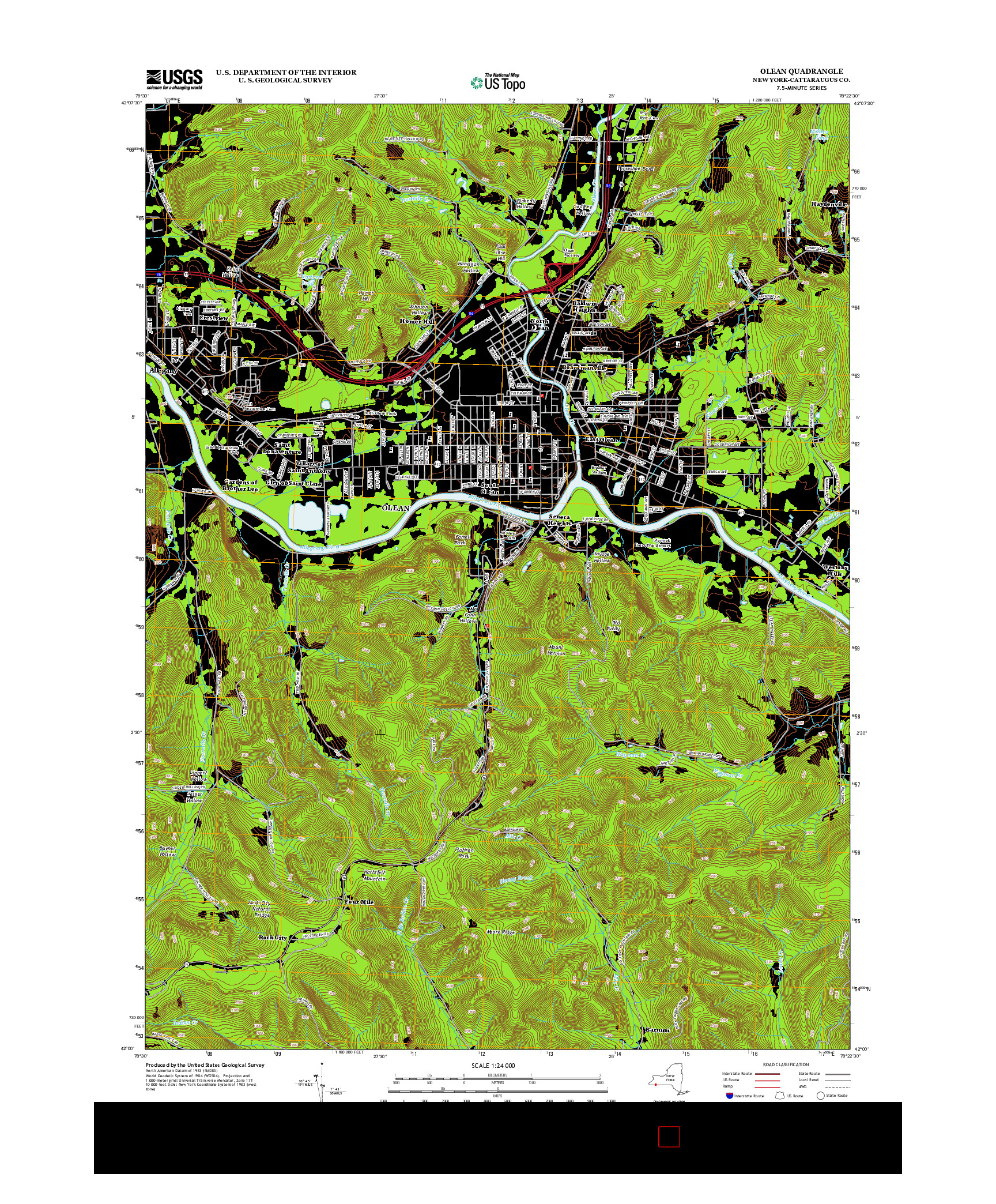 USGS US TOPO 7.5-MINUTE MAP FOR OLEAN, NY 2013