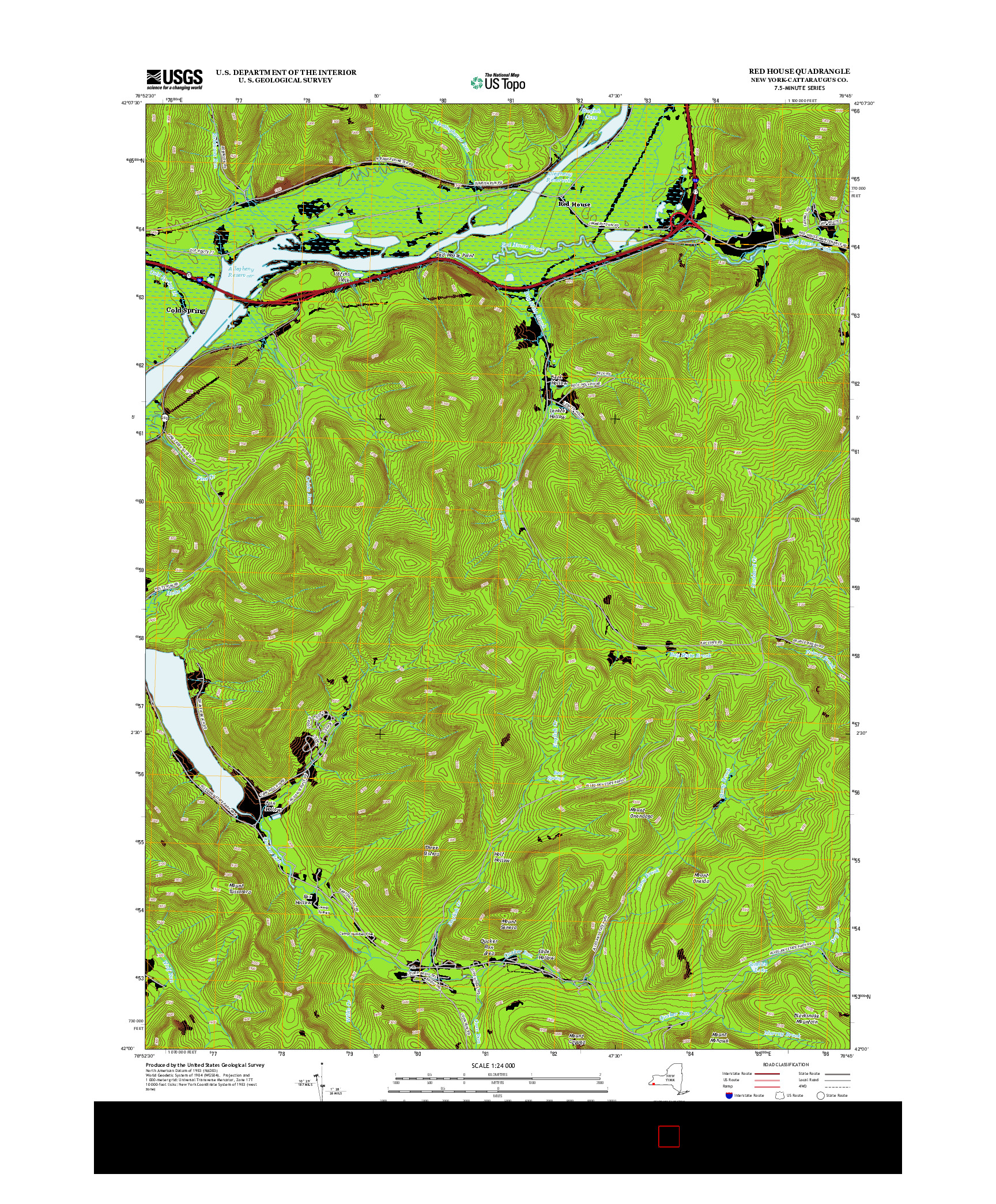 USGS US TOPO 7.5-MINUTE MAP FOR RED HOUSE, NY 2013