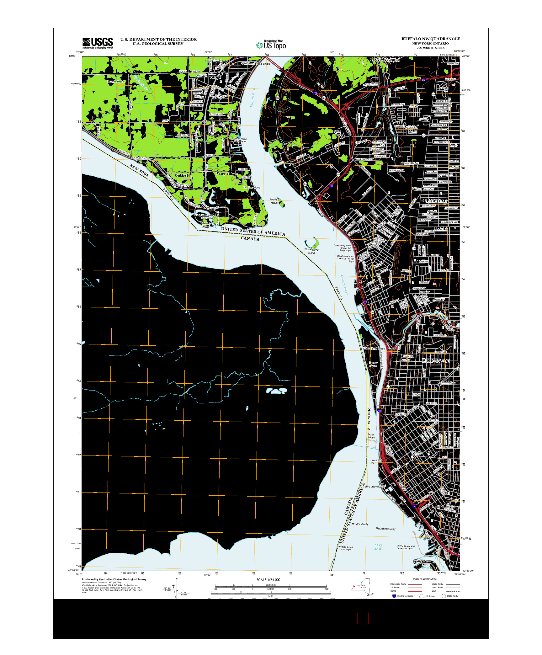 USGS US TOPO 7.5-MINUTE MAP FOR BUFFALO NW, NY-ON 2013