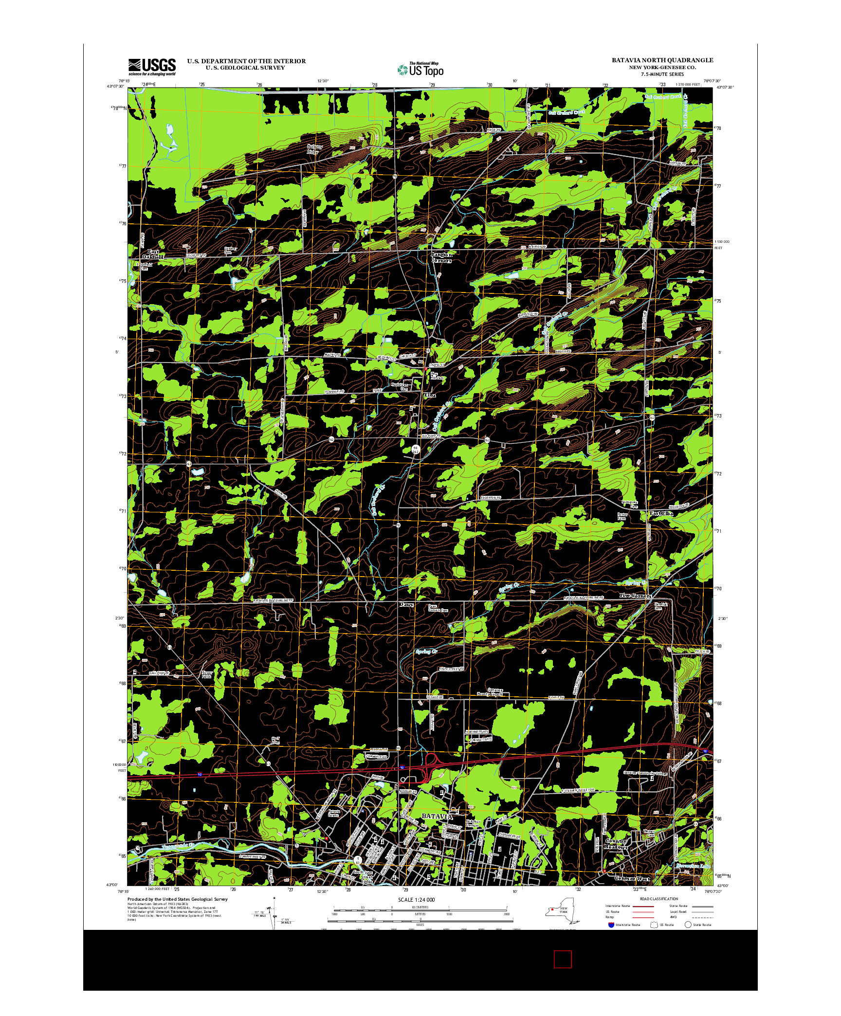 USGS US TOPO 7.5-MINUTE MAP FOR BATAVIA NORTH, NY 2013