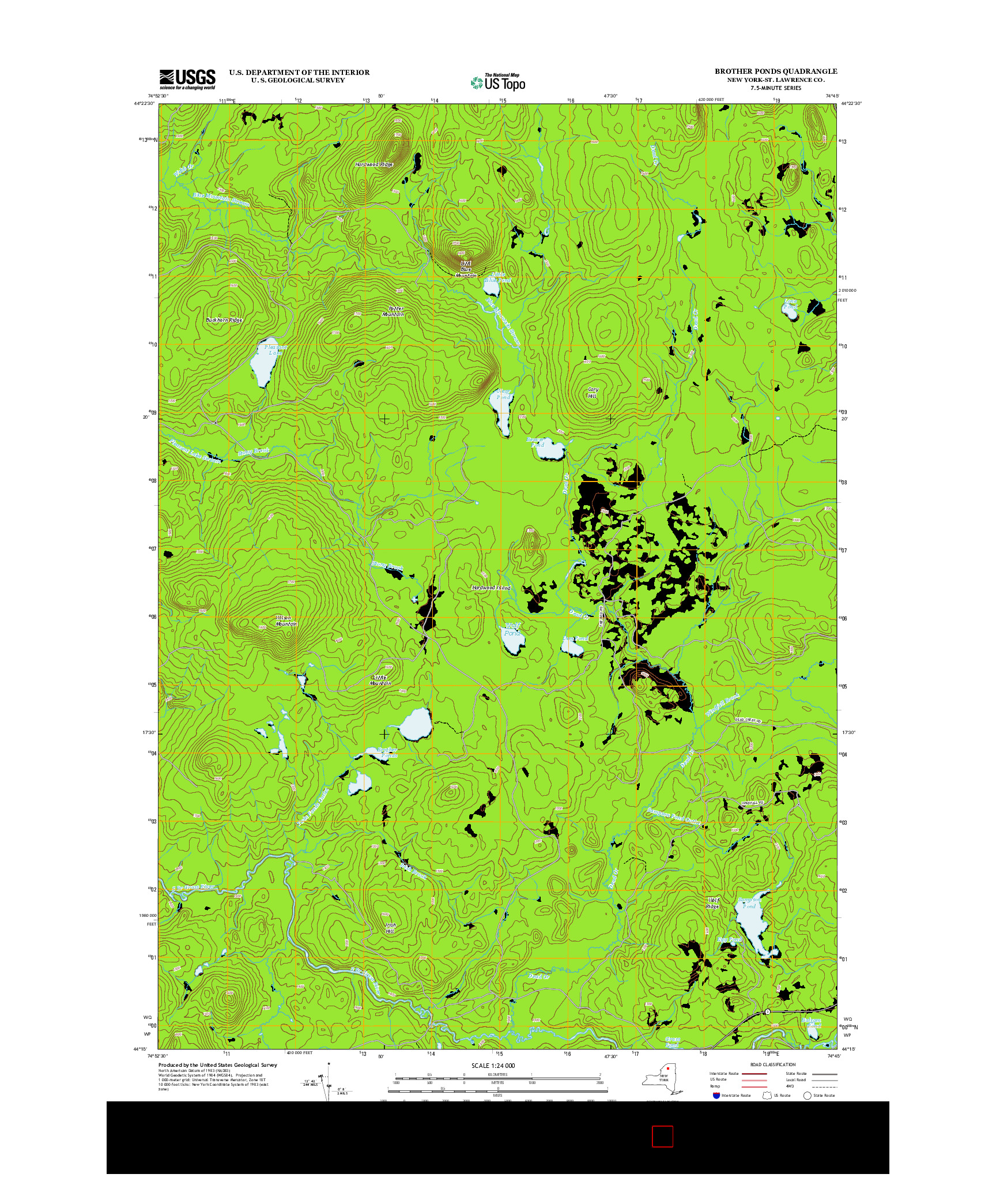 USGS US TOPO 7.5-MINUTE MAP FOR BROTHER PONDS, NY 2013