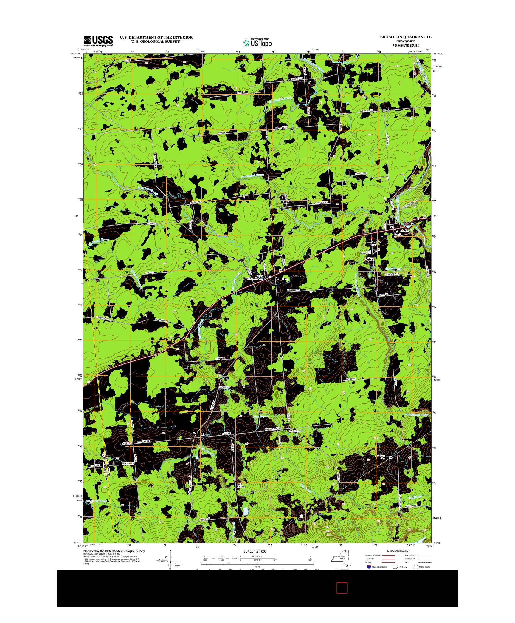 USGS US TOPO 7.5-MINUTE MAP FOR BRUSHTON, NY 2013