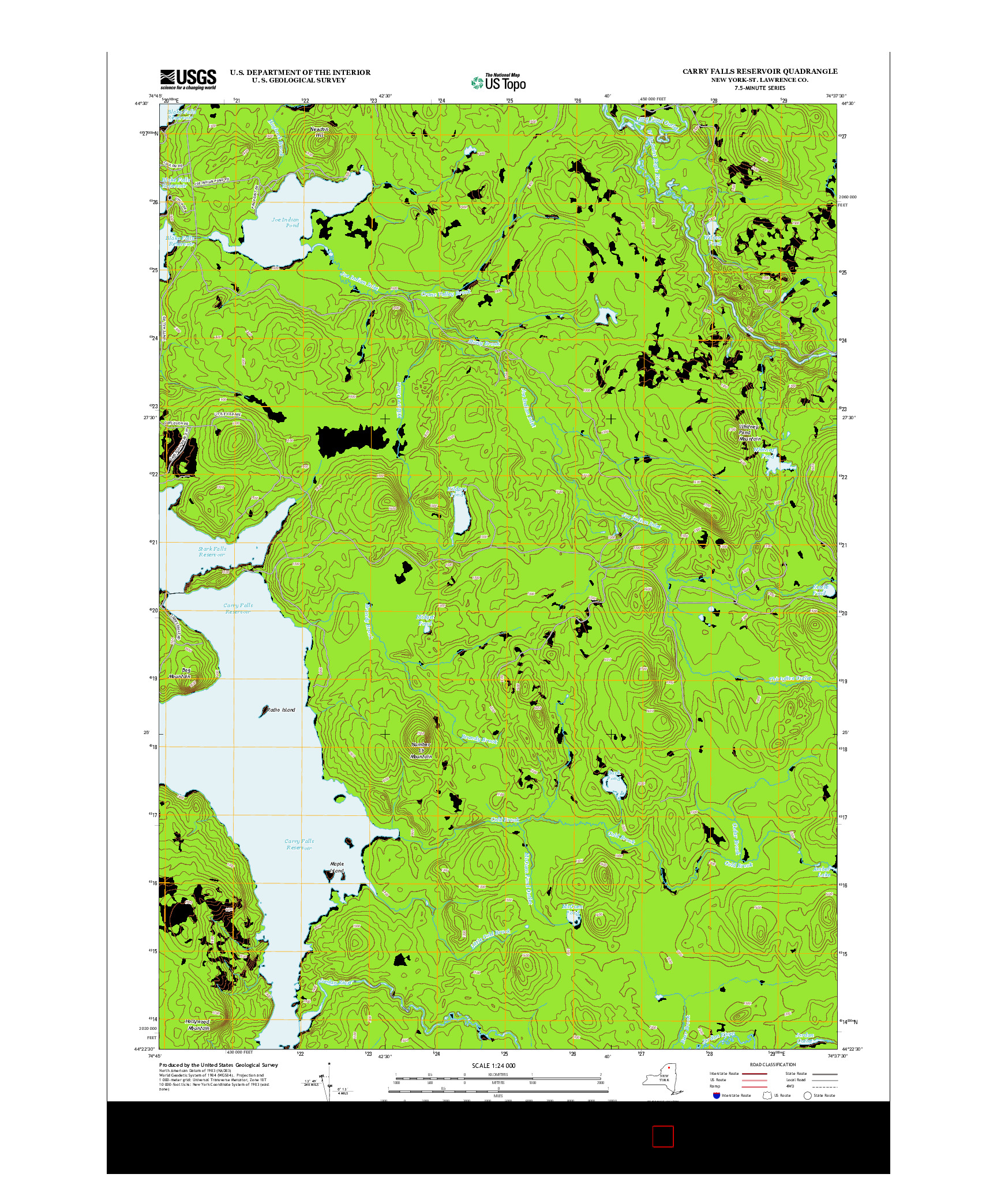 USGS US TOPO 7.5-MINUTE MAP FOR CARRY FALLS RESERVOIR, NY 2013
