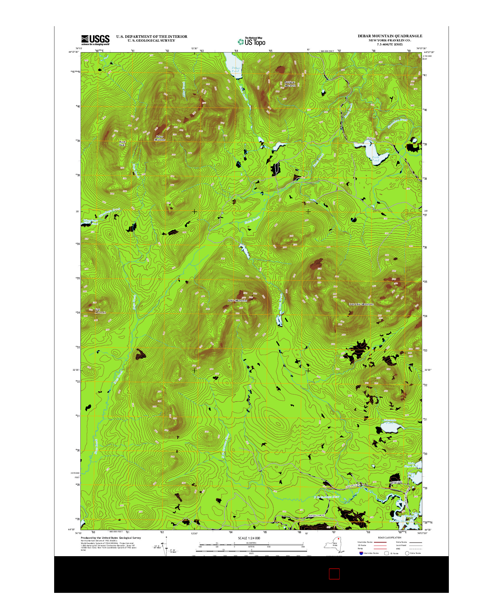 USGS US TOPO 7.5-MINUTE MAP FOR DEBAR MOUNTAIN, NY 2013