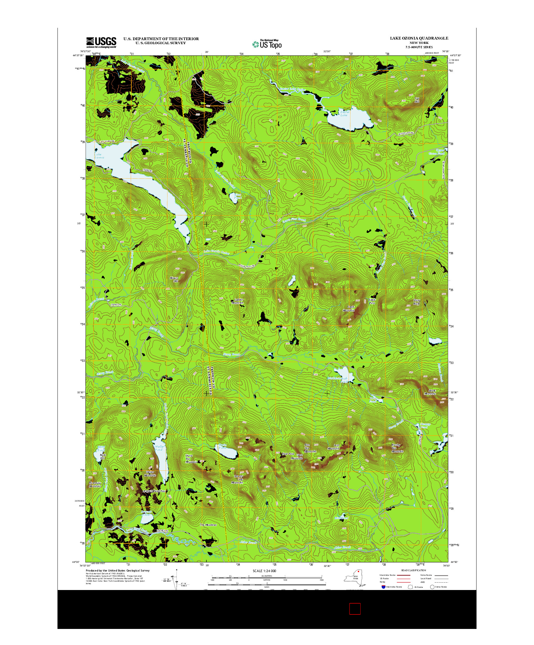 USGS US TOPO 7.5-MINUTE MAP FOR LAKE OZONIA, NY 2013