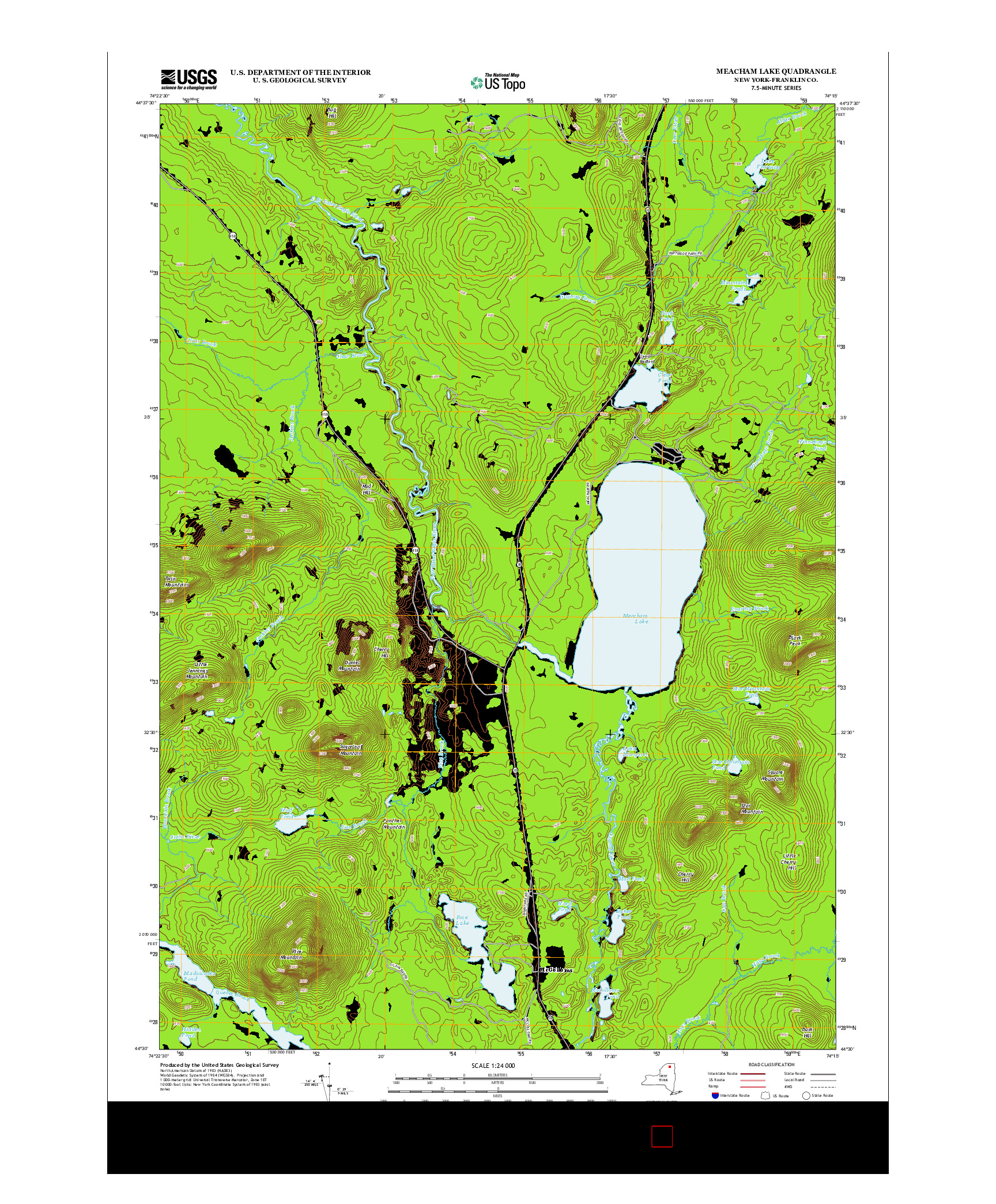USGS US TOPO 7.5-MINUTE MAP FOR MEACHAM LAKE, NY 2013