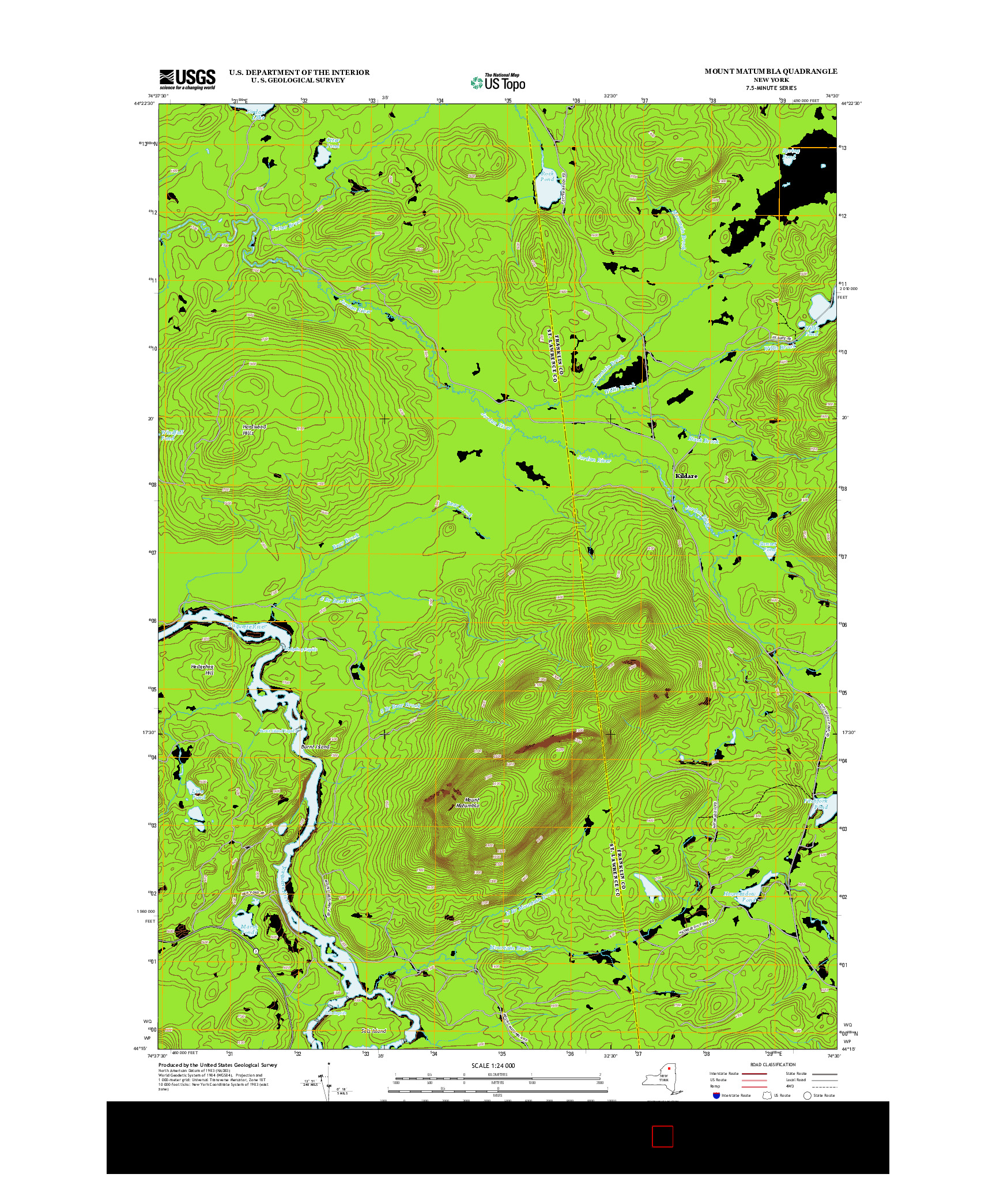 USGS US TOPO 7.5-MINUTE MAP FOR MOUNT MATUMBLA, NY 2013